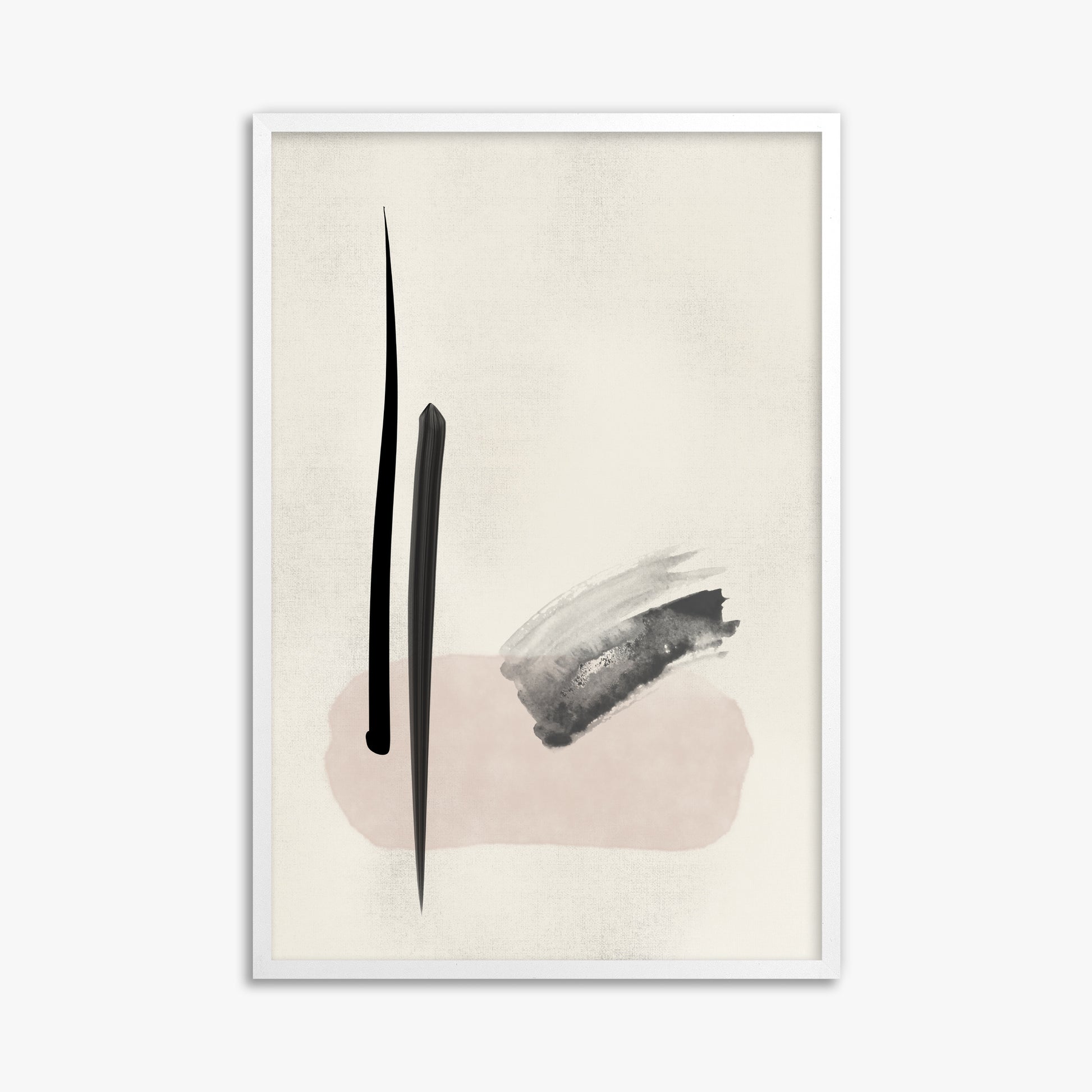Zen Brushstroke Balance, 61x91cm Framed Poster With White Frame