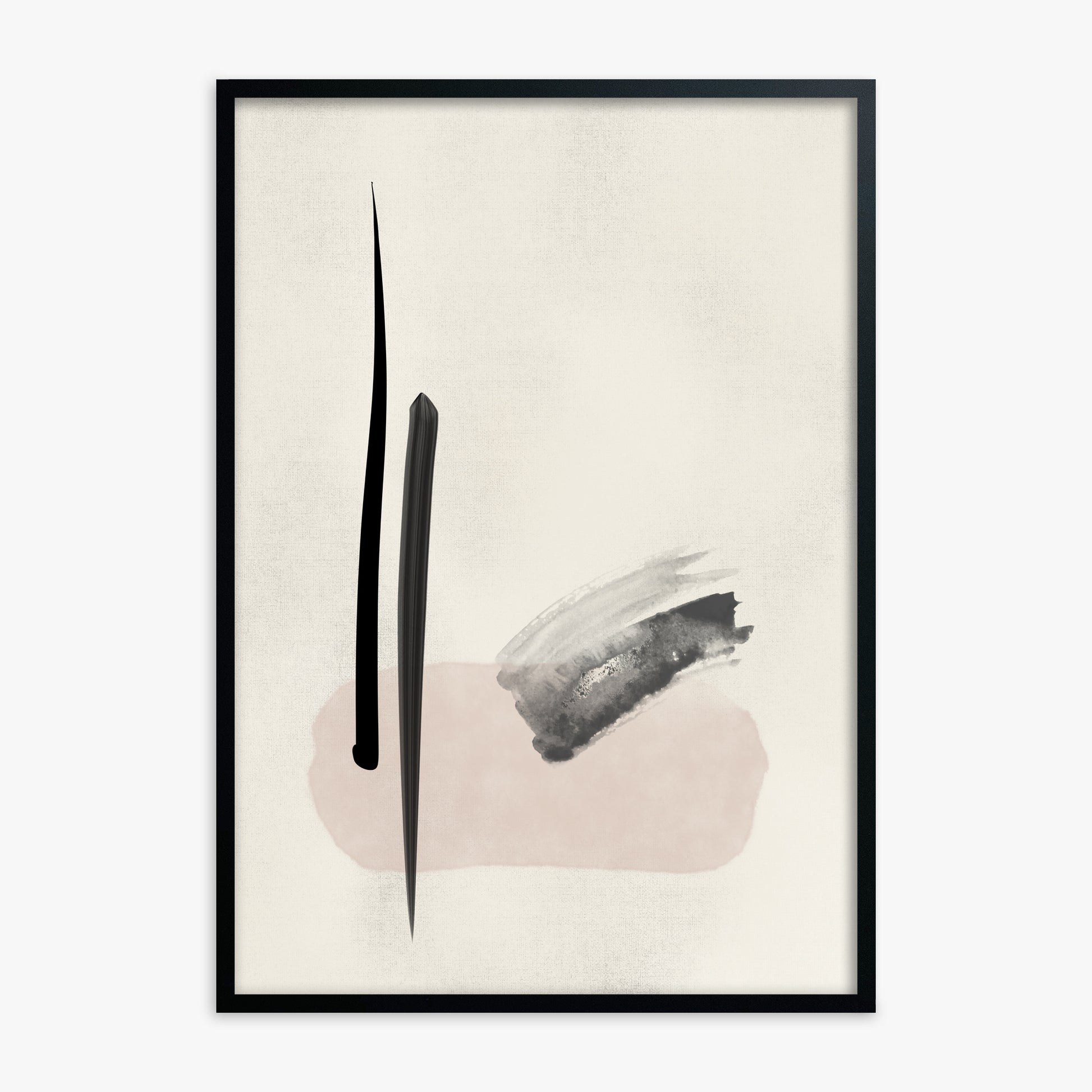 Zen Brushstroke Balance, Black Framed Poster With Black Frame