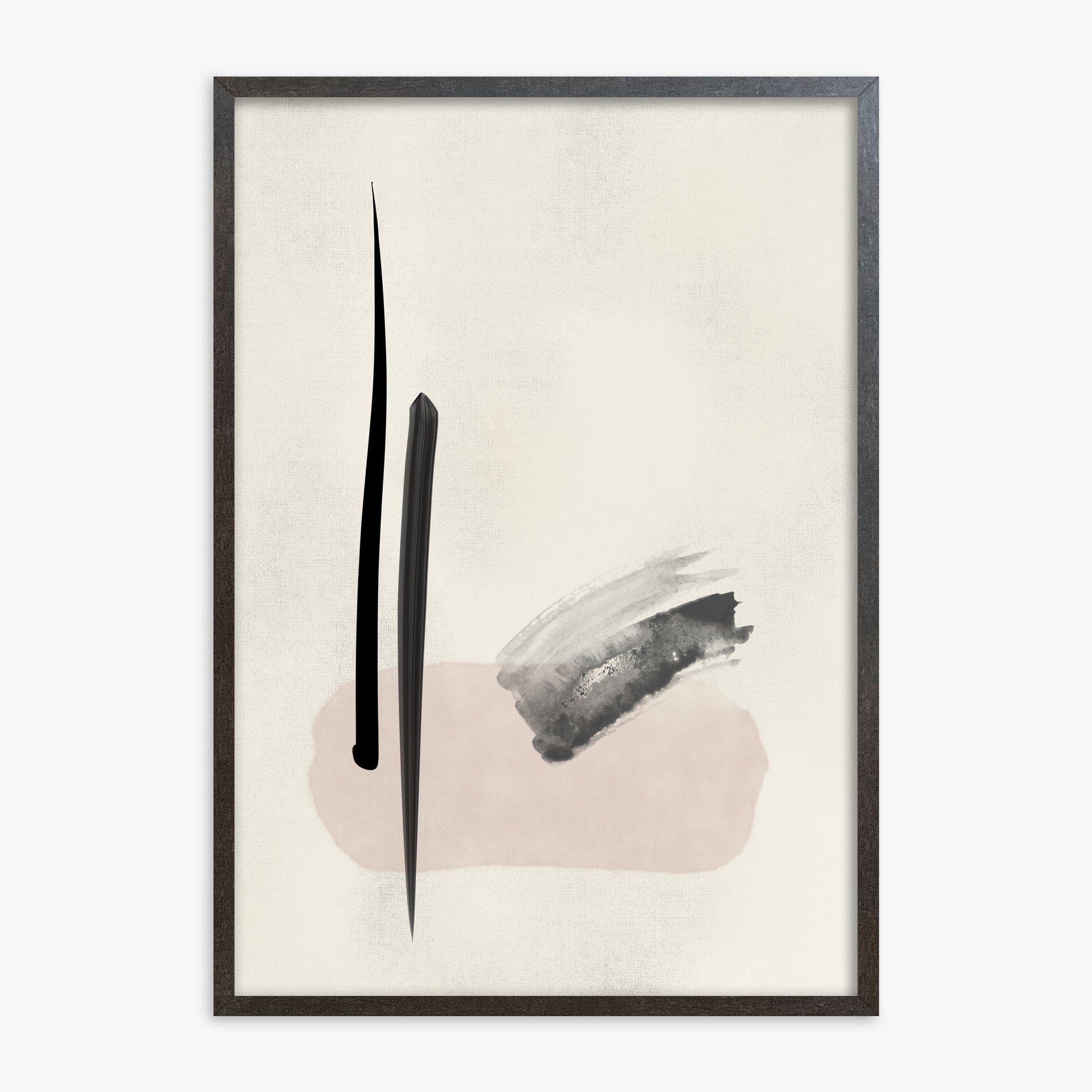 Zen Brushstroke Balance, 70x100cm Framed Art Reproduction With Espresso Frame