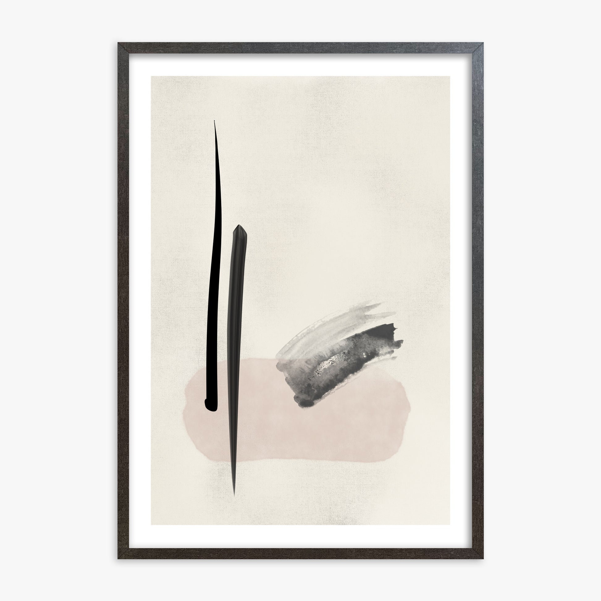 Zen Brushstroke Balance, 70x100cm Framed Art Reproduction With Espresso Frame