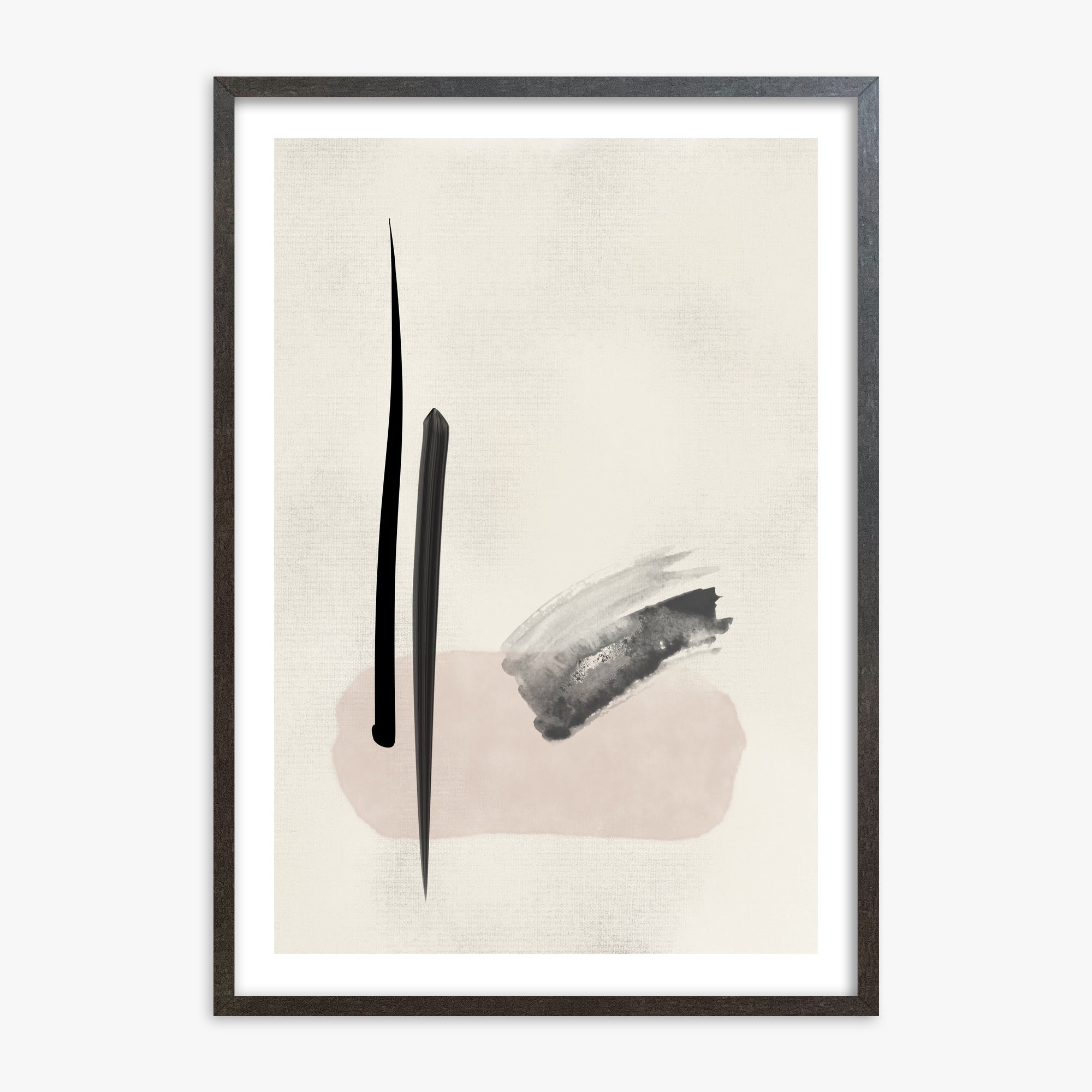 Zen Brushstroke Balance, 70x100cm Framed Art Reproduction With Espresso Frame