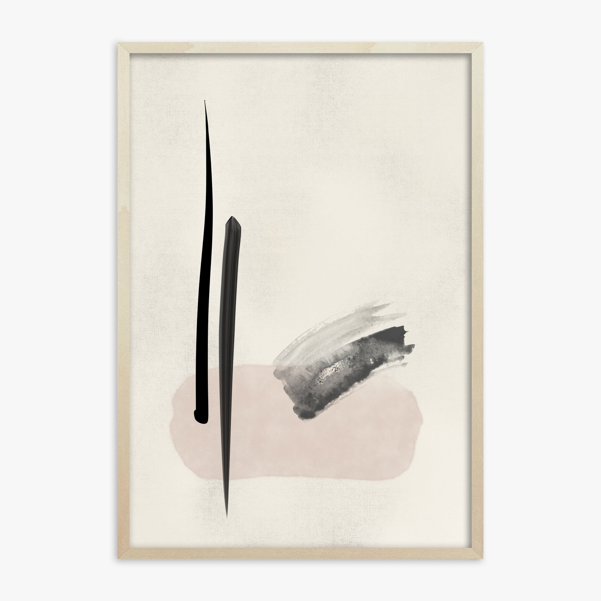 Zen Brushstroke Balance, 70x100cm Framed Art Reproduction With Lime Wood Frame