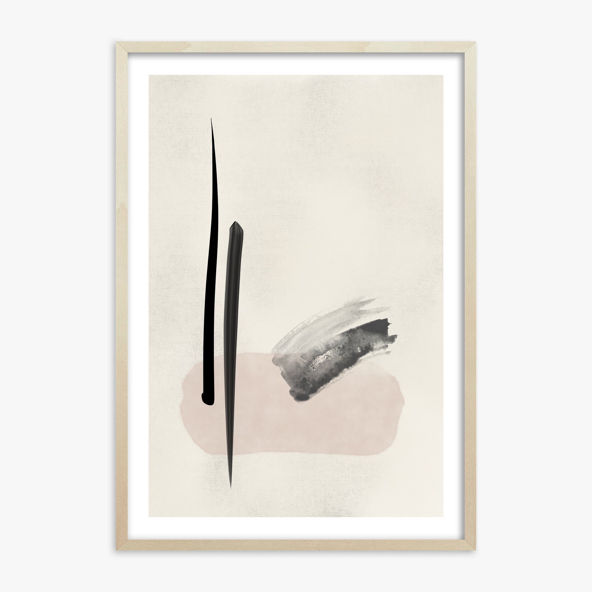 Zen Brushstroke Balance, 70x100cm Framed Art Reproduction With Lime Wood Frame