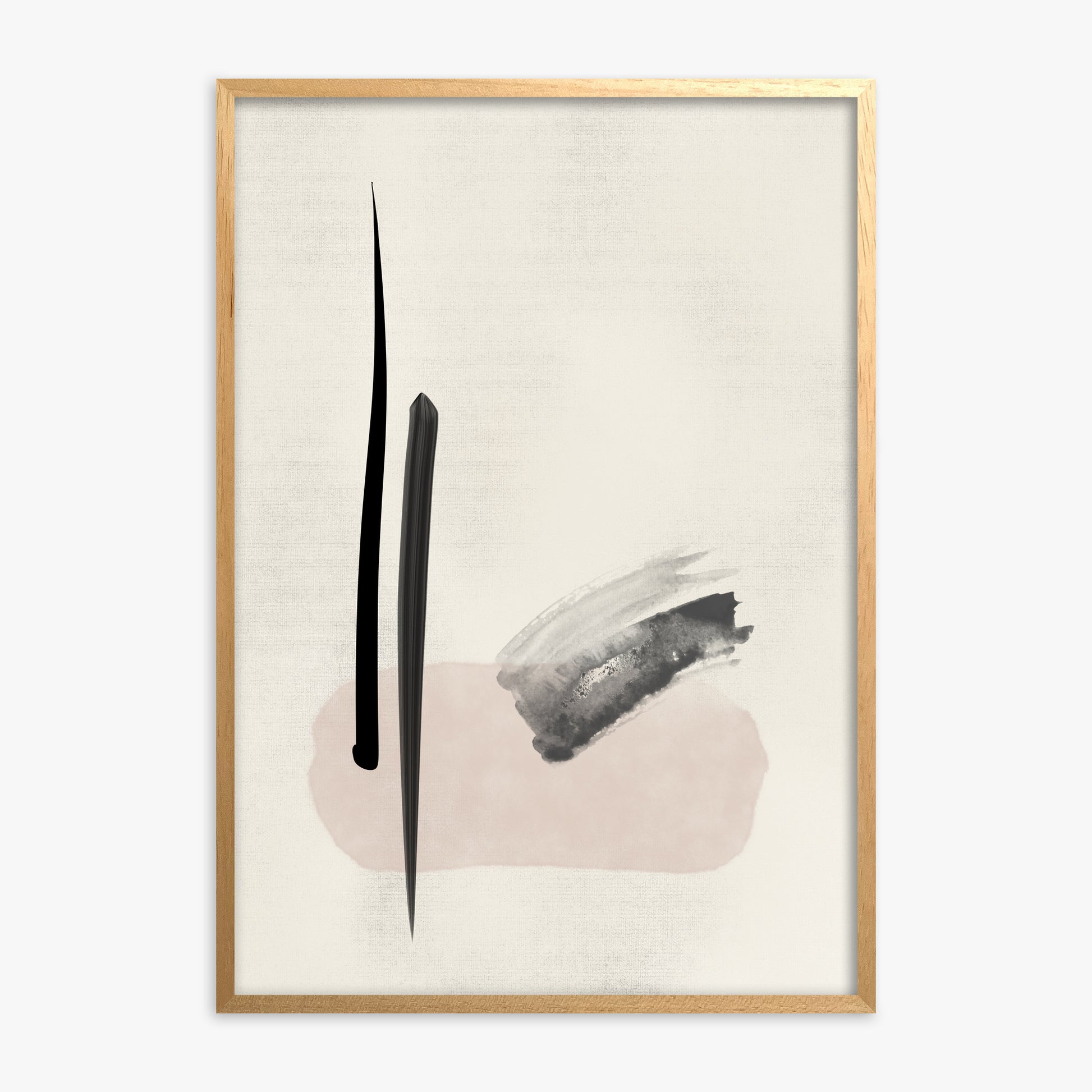Zen Brushstroke Balance, Oak Framed Poster With Oak Frame