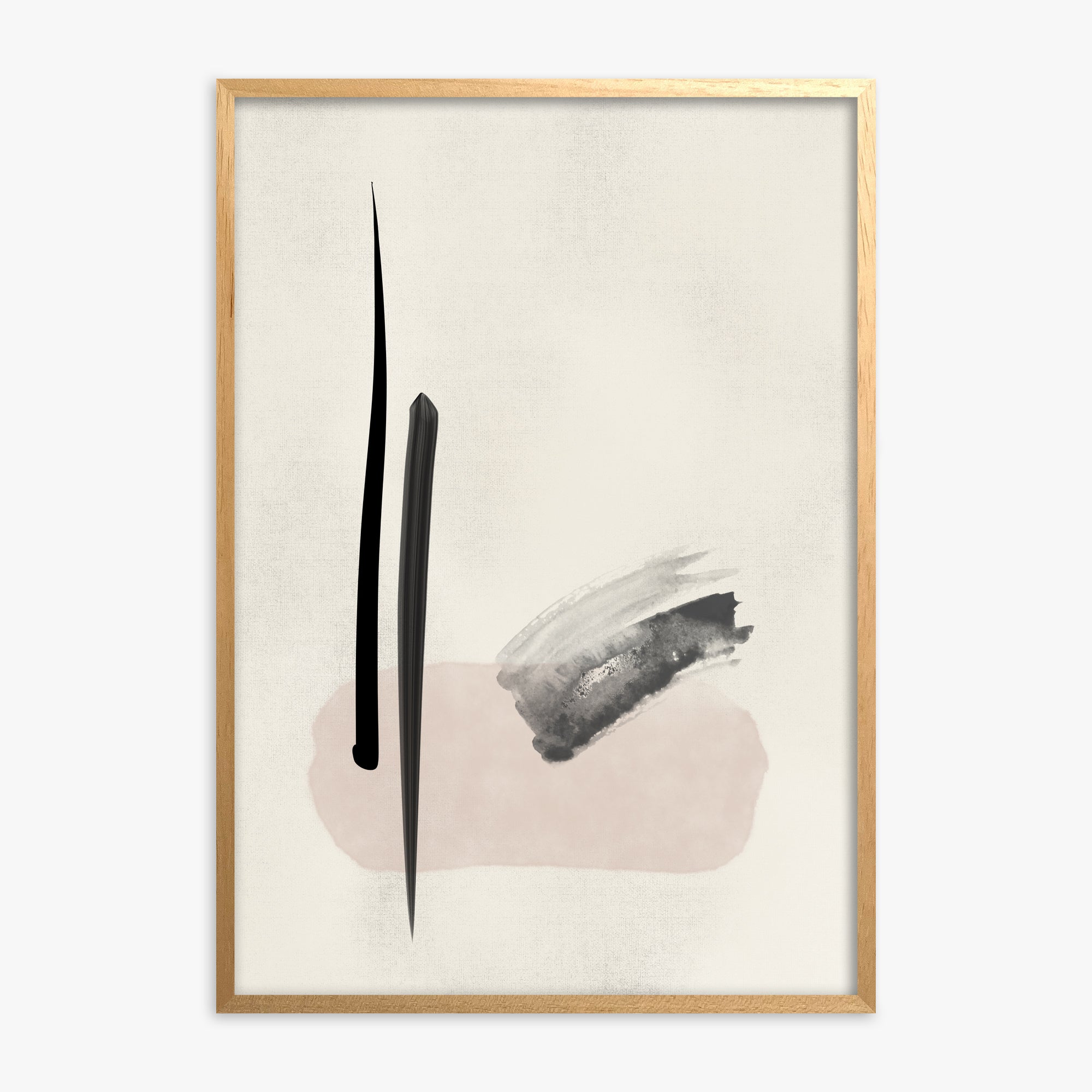 Zen Brushstroke Balance, Oak Framed Poster With Oak Frame