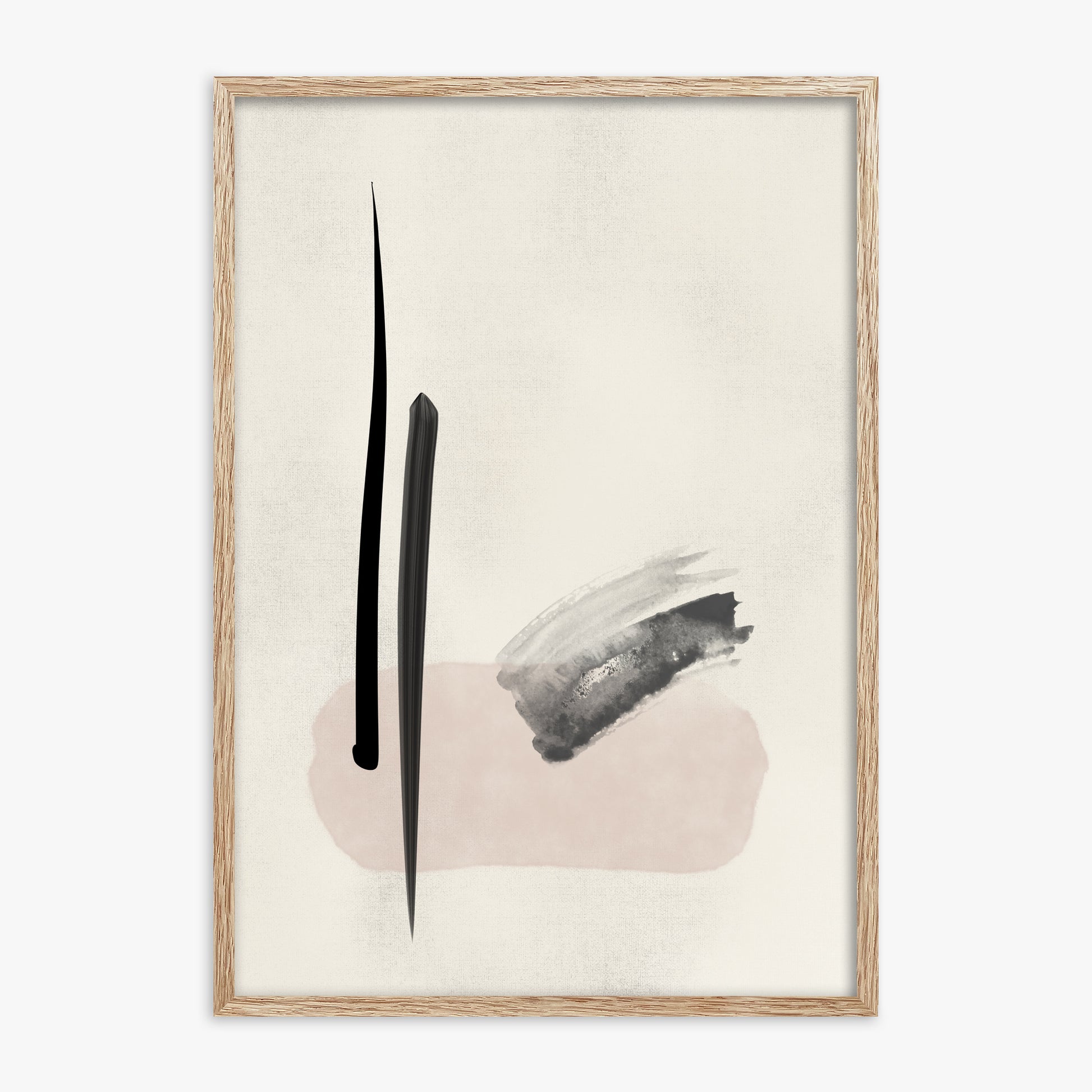 Zen Brushstroke Balance, 70x100cm Framed Art Reproduction With Raw Oak Frame