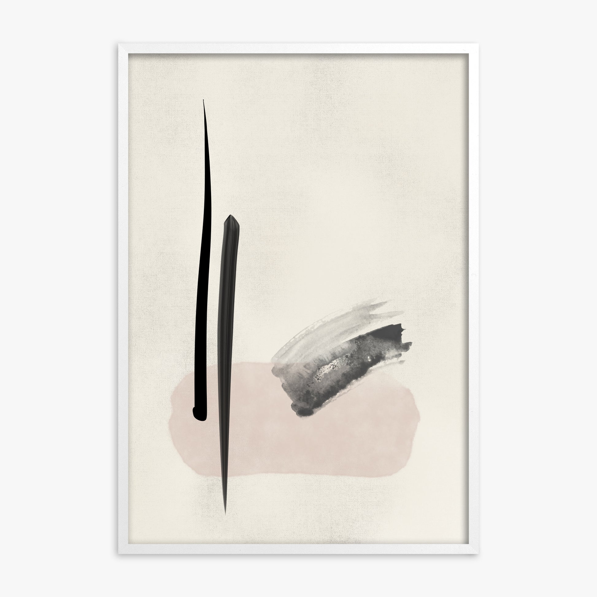 Zen Brushstroke Balance, White Framed Poster With White Frame