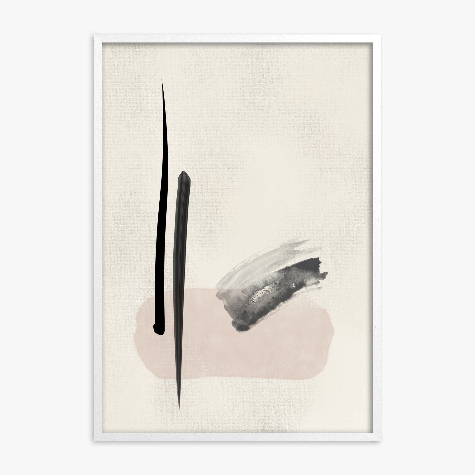 Zen Brushstroke Balance, White Framed Poster With White Frame