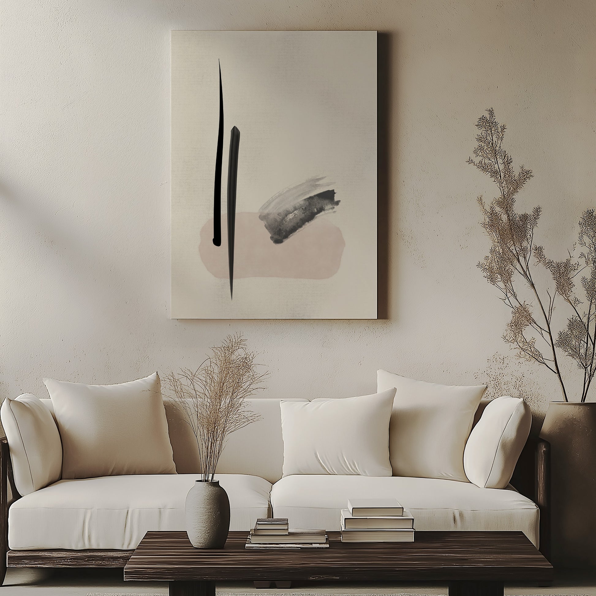 Design Concept No. 57 for Zen Brushstroke Balance Japanese Satin Canvas Wall Art