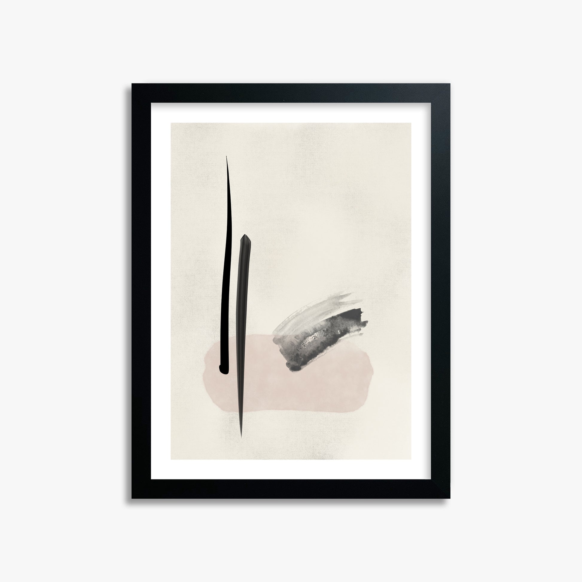 Zen Brushstroke Balance, 30x40cm Black Framed Art Reproduction