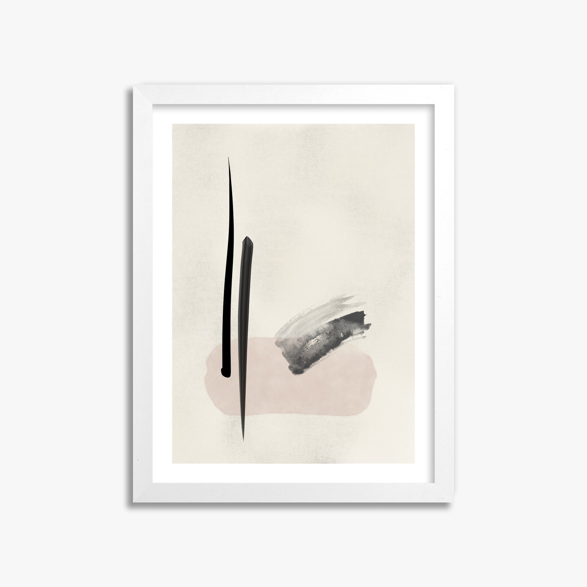 Zen Brushstroke Balance, 30x40cm Whitek Framed Art Reproduction