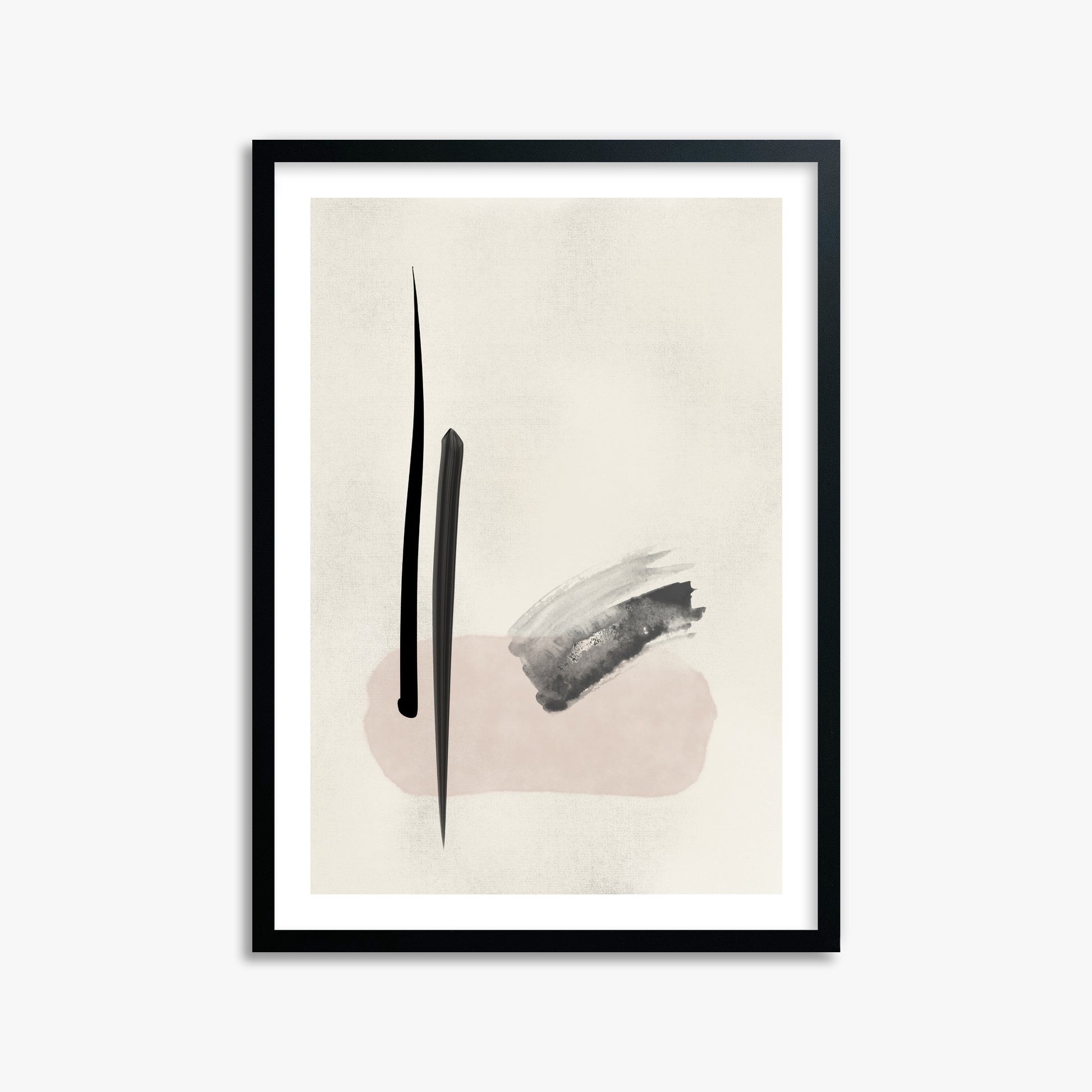 Zen Brushstroke Balance, 50x70cm Black Framed Art Reproduction