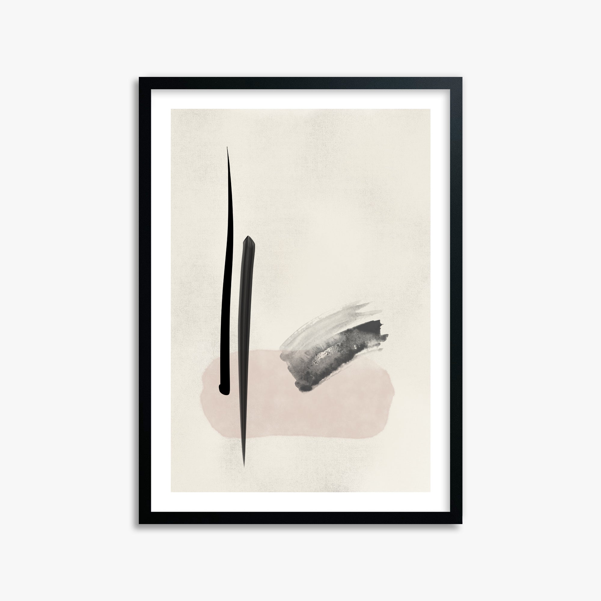 Zen Brushstroke Balance, 50x70cm Black Framed Art Reproduction