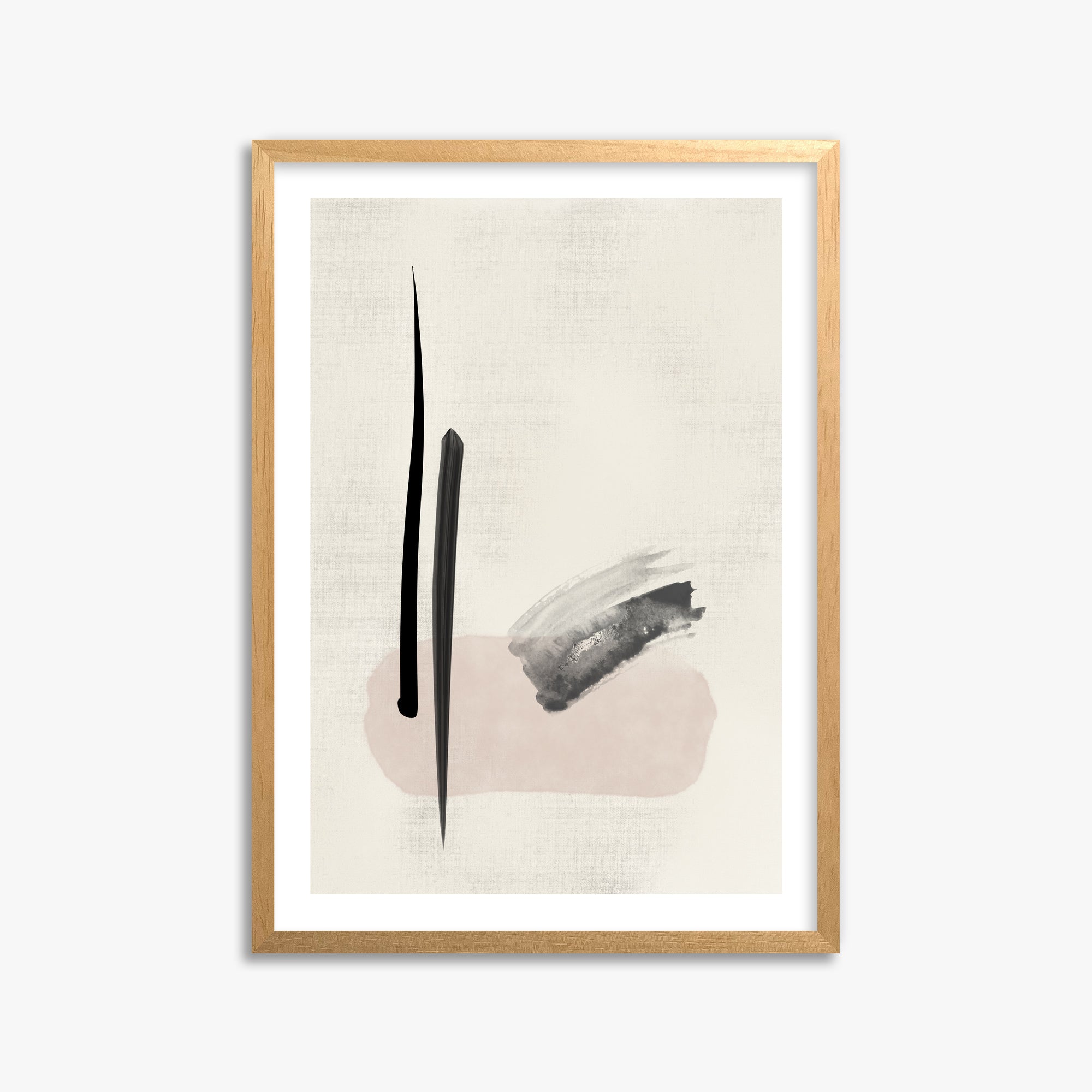 Zen Brushstroke Balance, 50x70cm Oak Framed Art Reproduction