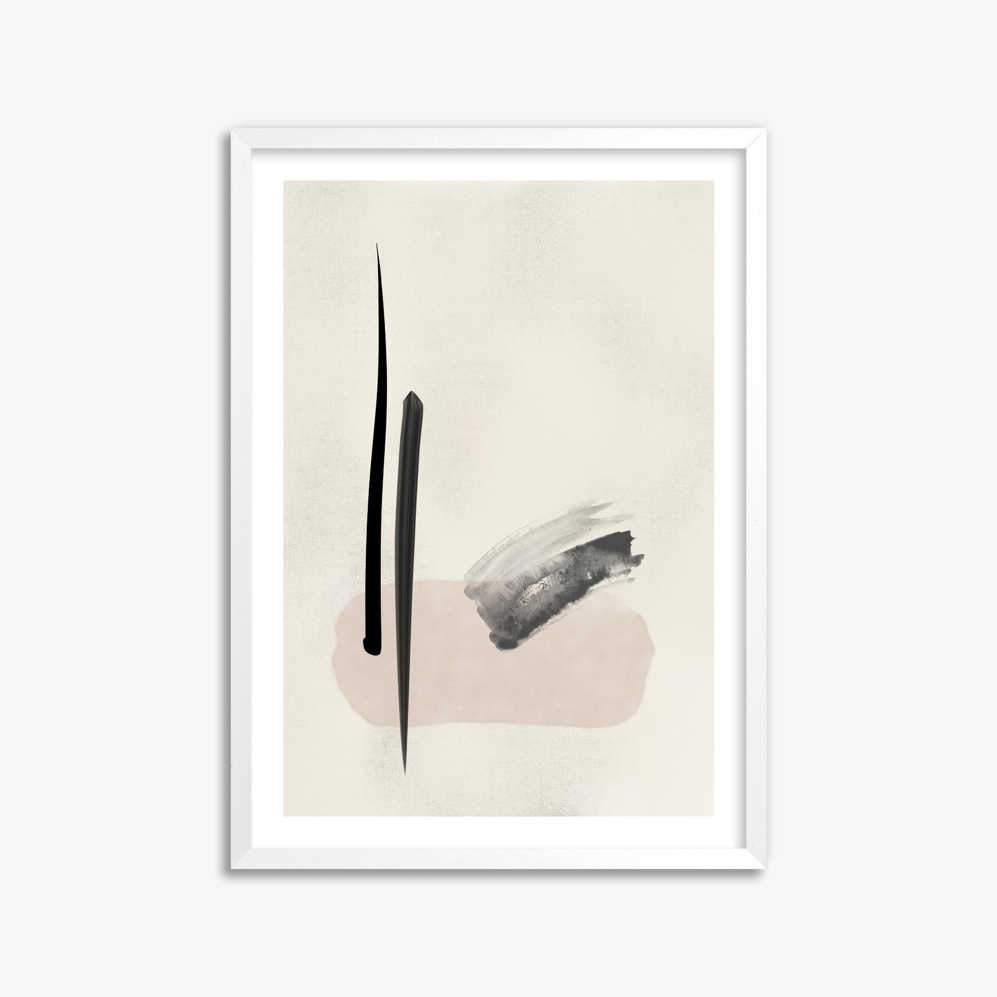 Zen Brushstroke Balance, 50x70cm Whitek Framed Art Reproduction