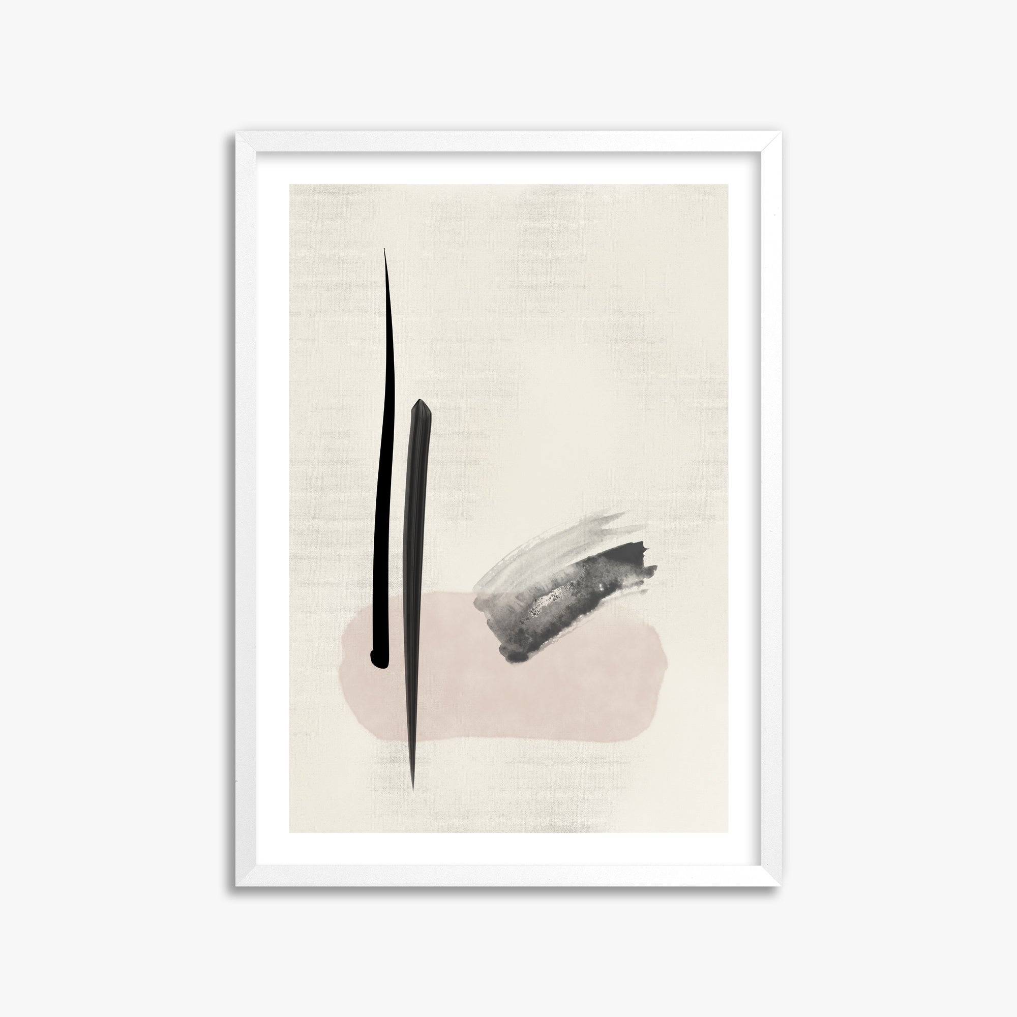 Zen Brushstroke Balance, 50x70cm Whitek Framed Art Reproduction