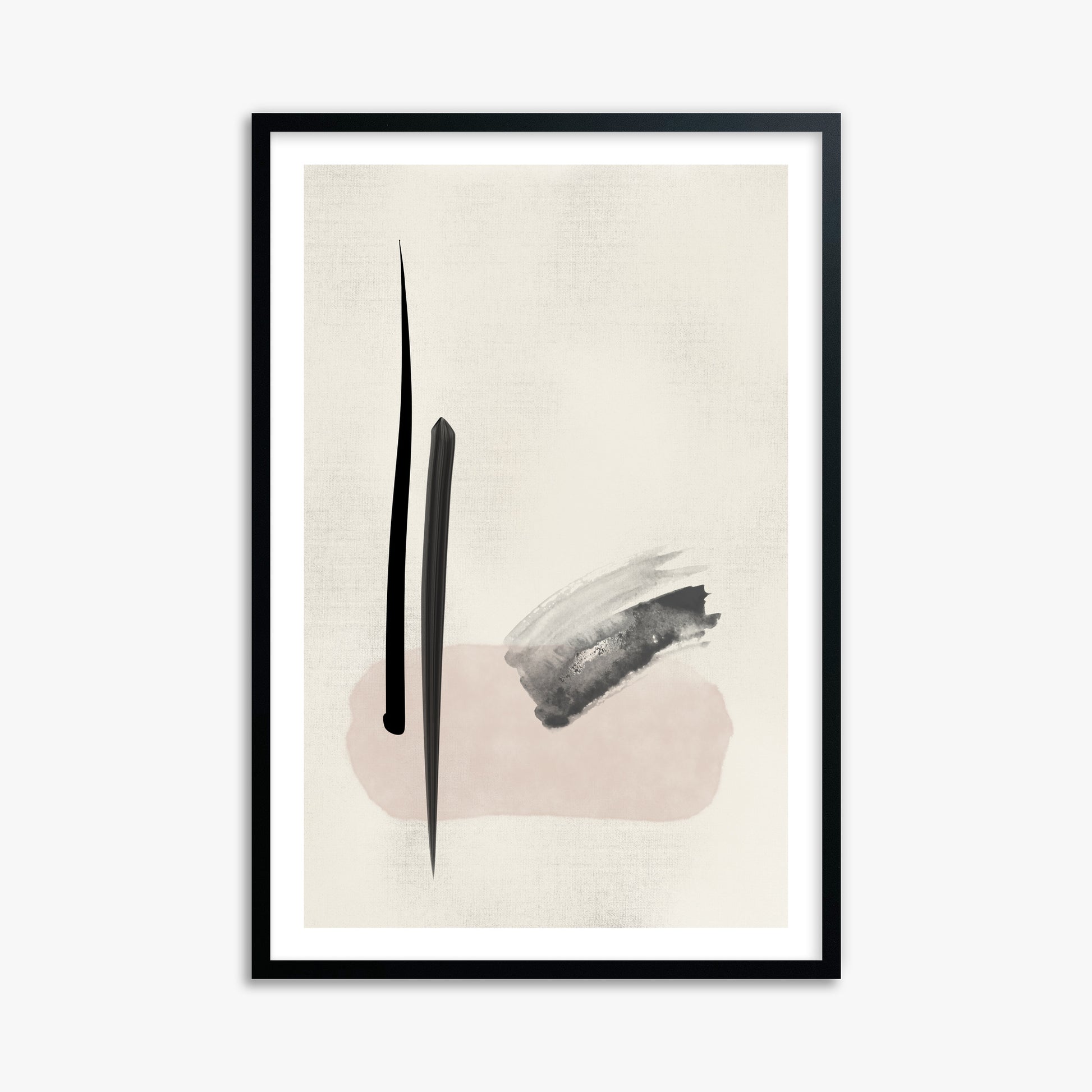 Zen Brushstroke Balance, 61x91cm Black Framed Art Reproduction