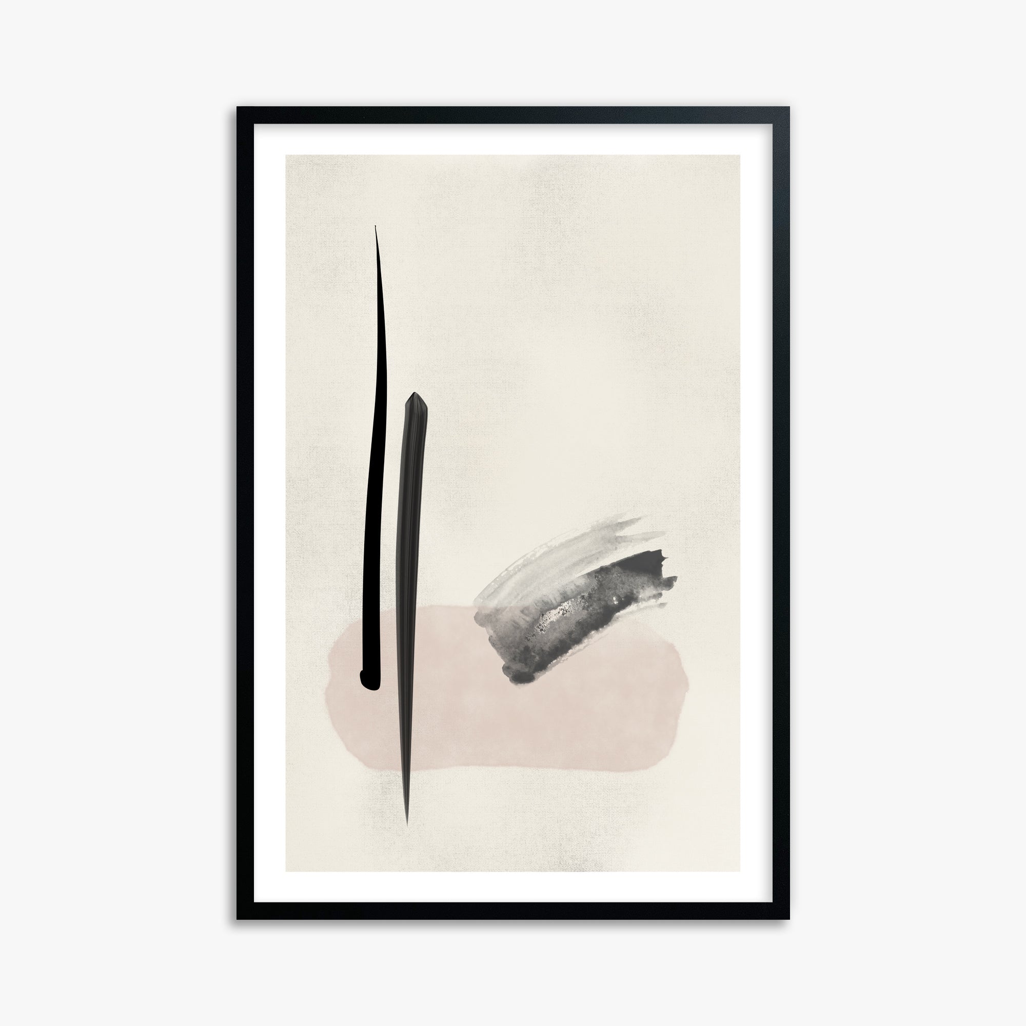 Zen Brushstroke Balance, 61x91cm Black Framed Art Reproduction