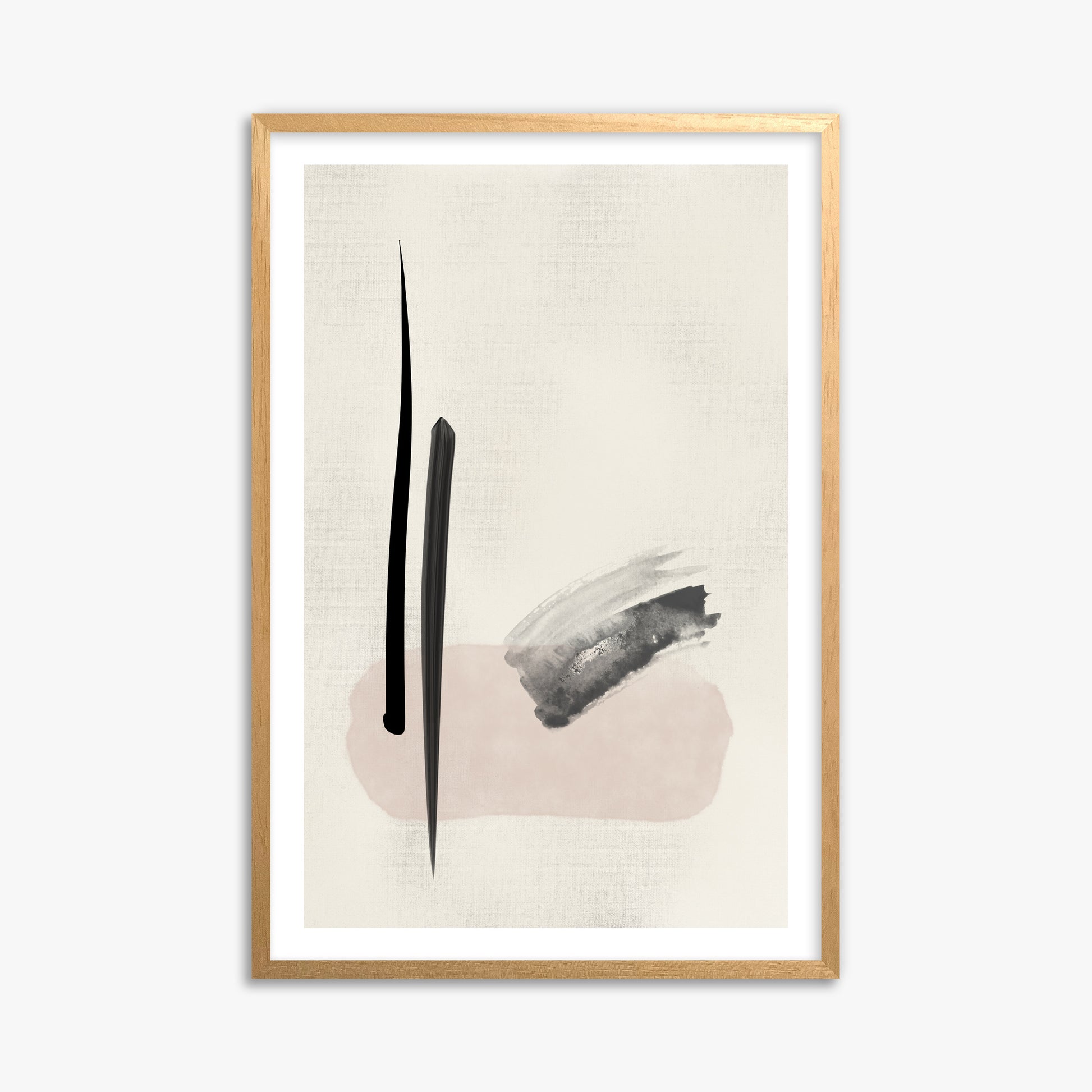 Zen Brushstroke Balance, 61x91cm Oak Framed Art Reproduction