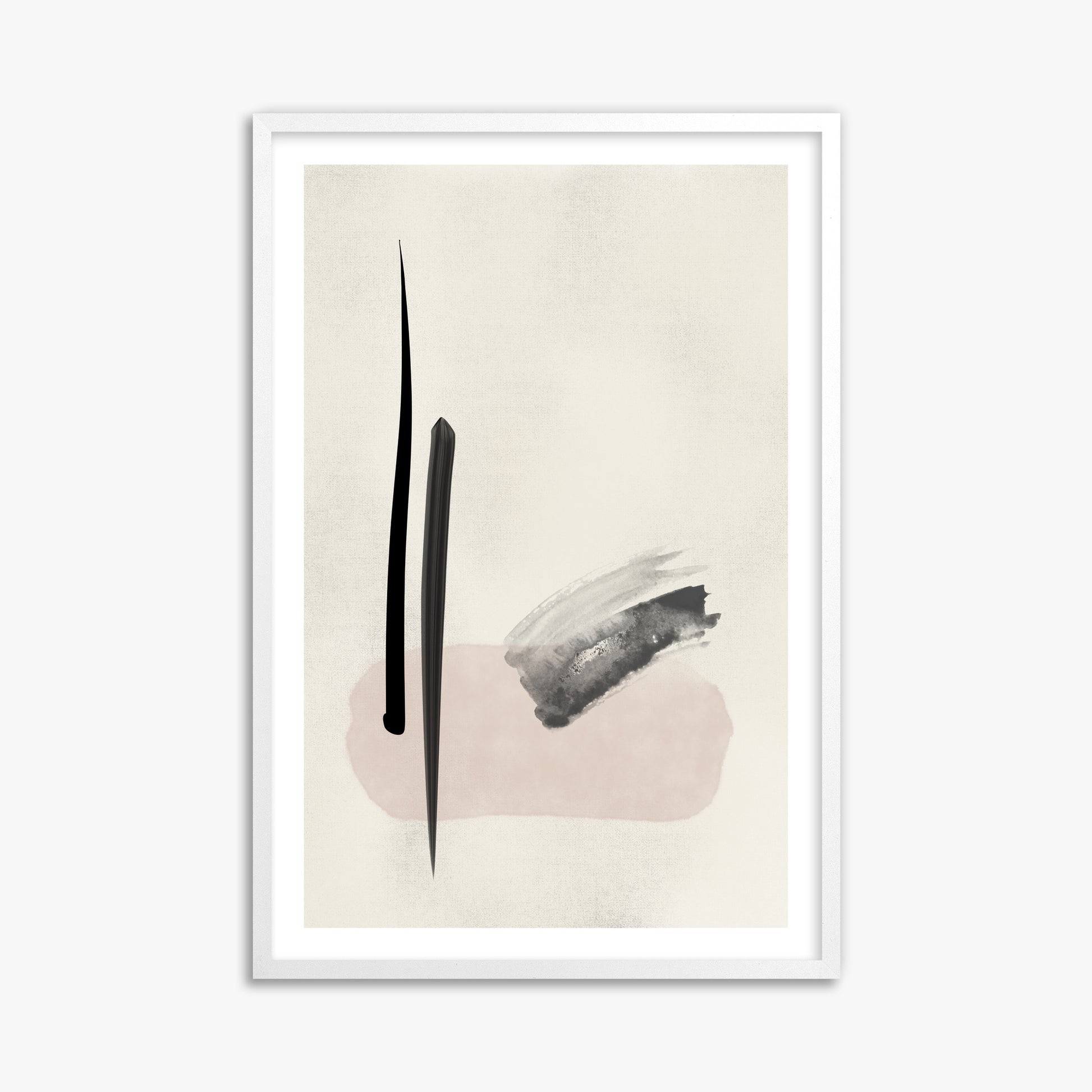 Zen Brushstroke Balance, 61x91cm Whitek Framed Art Reproduction