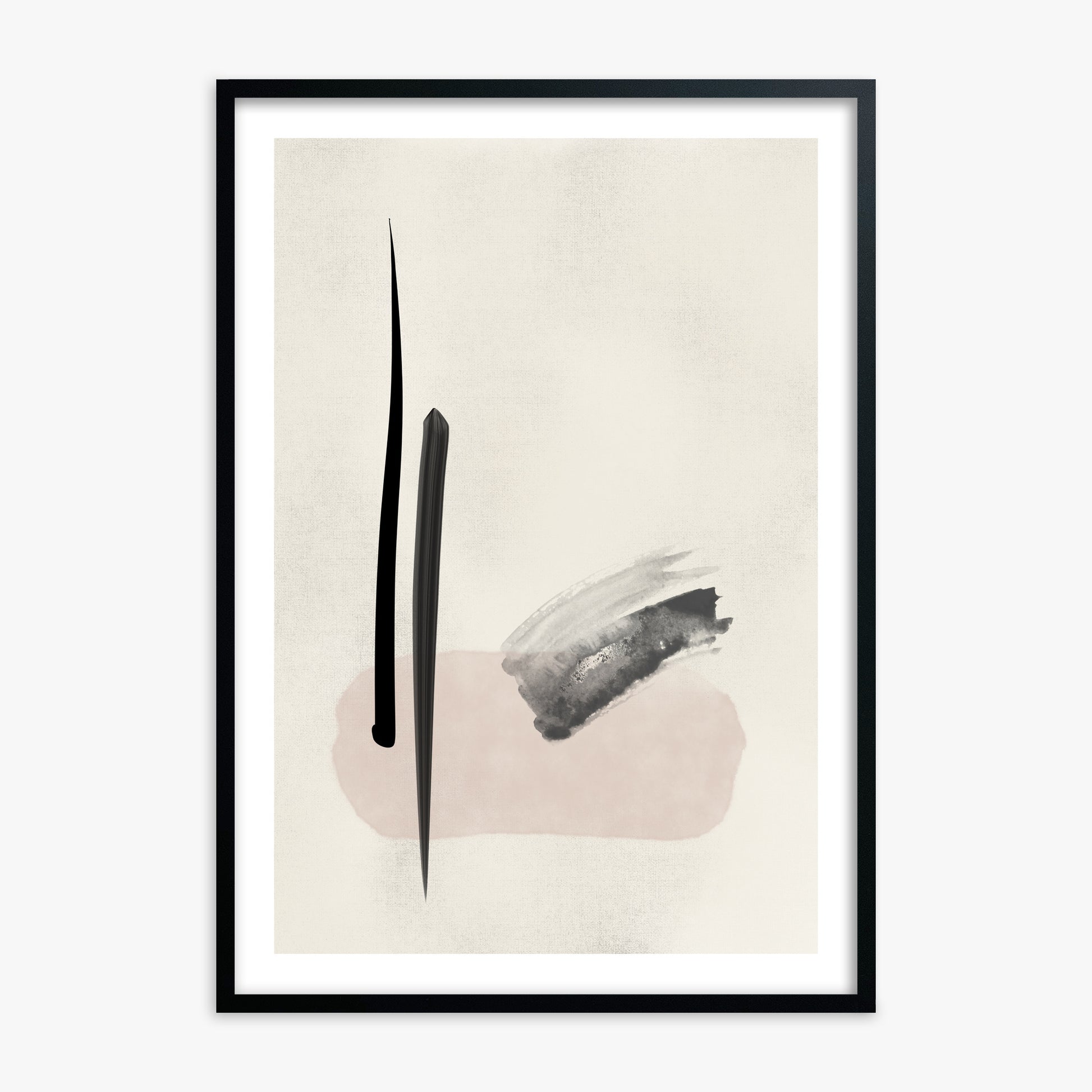 Zen Brushstroke Balance, 70x100cm Black Framed Art Reproduction