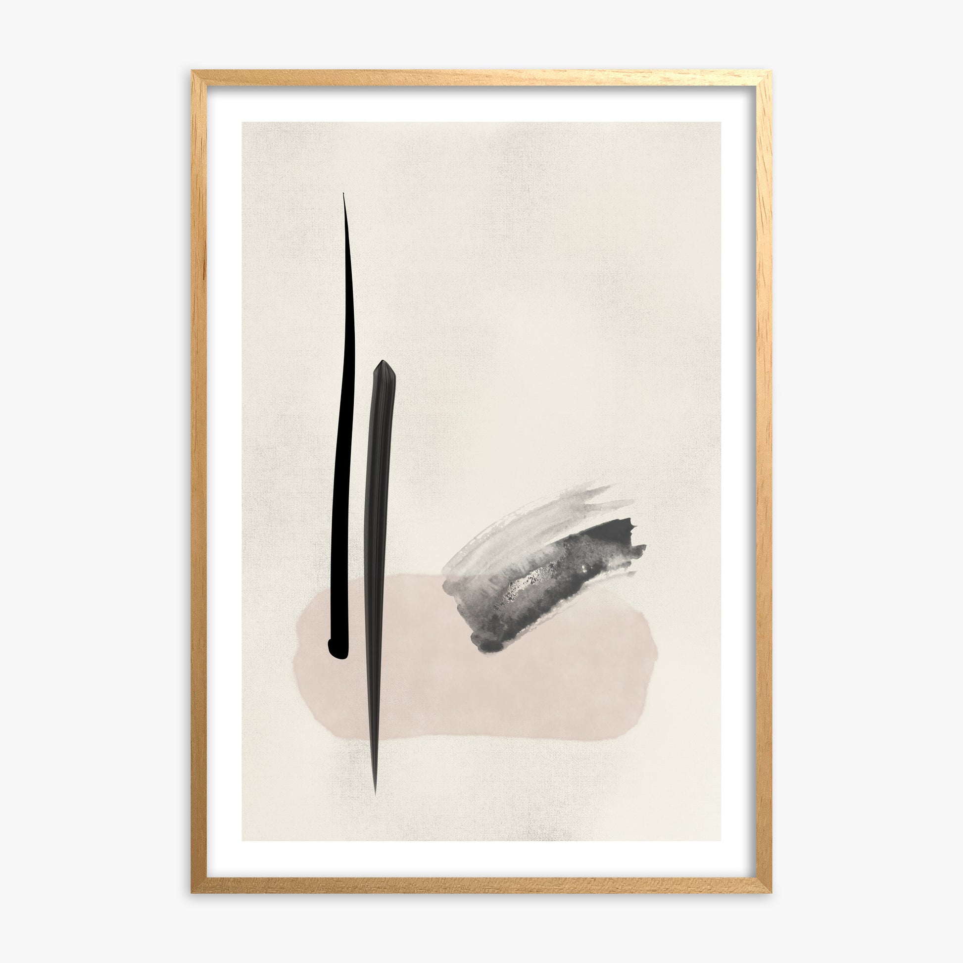 Zen Brushstroke Balance, 70x100cm Oak Framed Art Reproduction