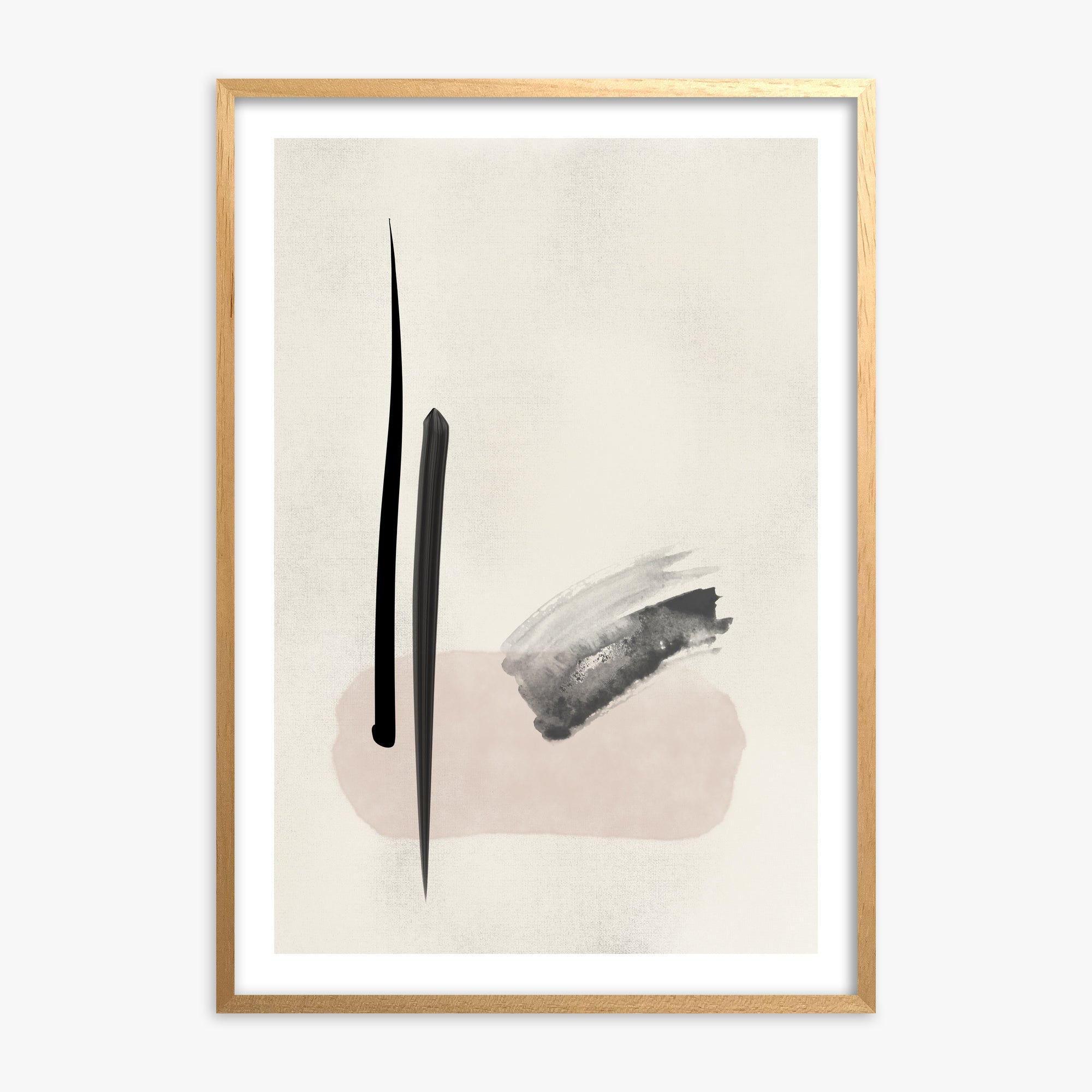 Zen Brushstroke Balance, 70x100cm Oak Framed Art Reproduction