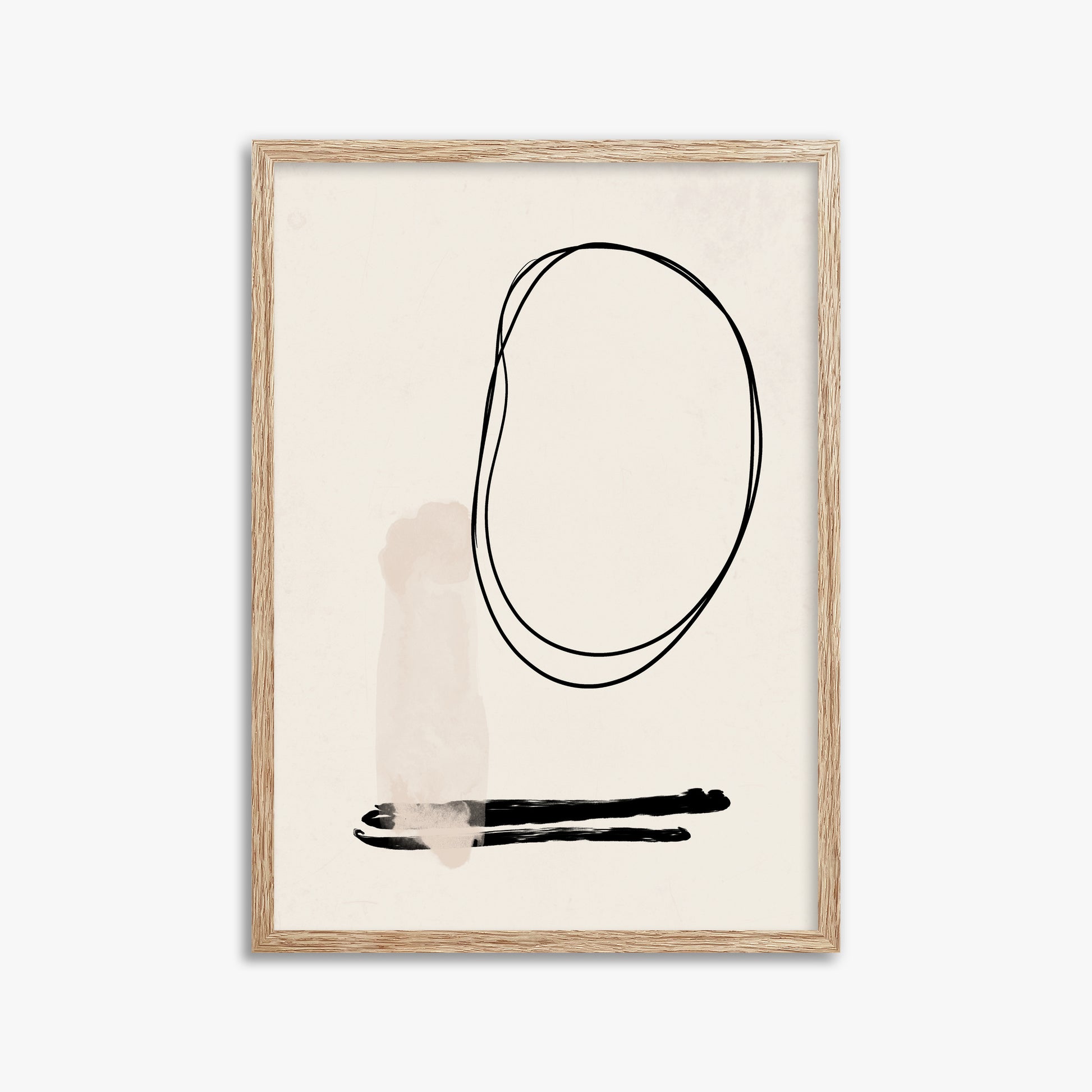 Orbiting Trace, 50x70cm Framed Art Reproduction With Raw Oak Frame