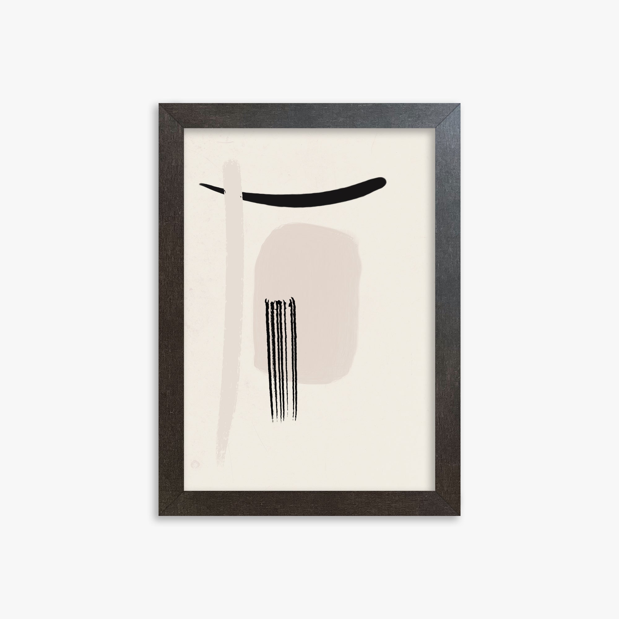 Zen Brushstroke Harmony, 21x30cm Framed Art Reproduction With Espresso Frame
