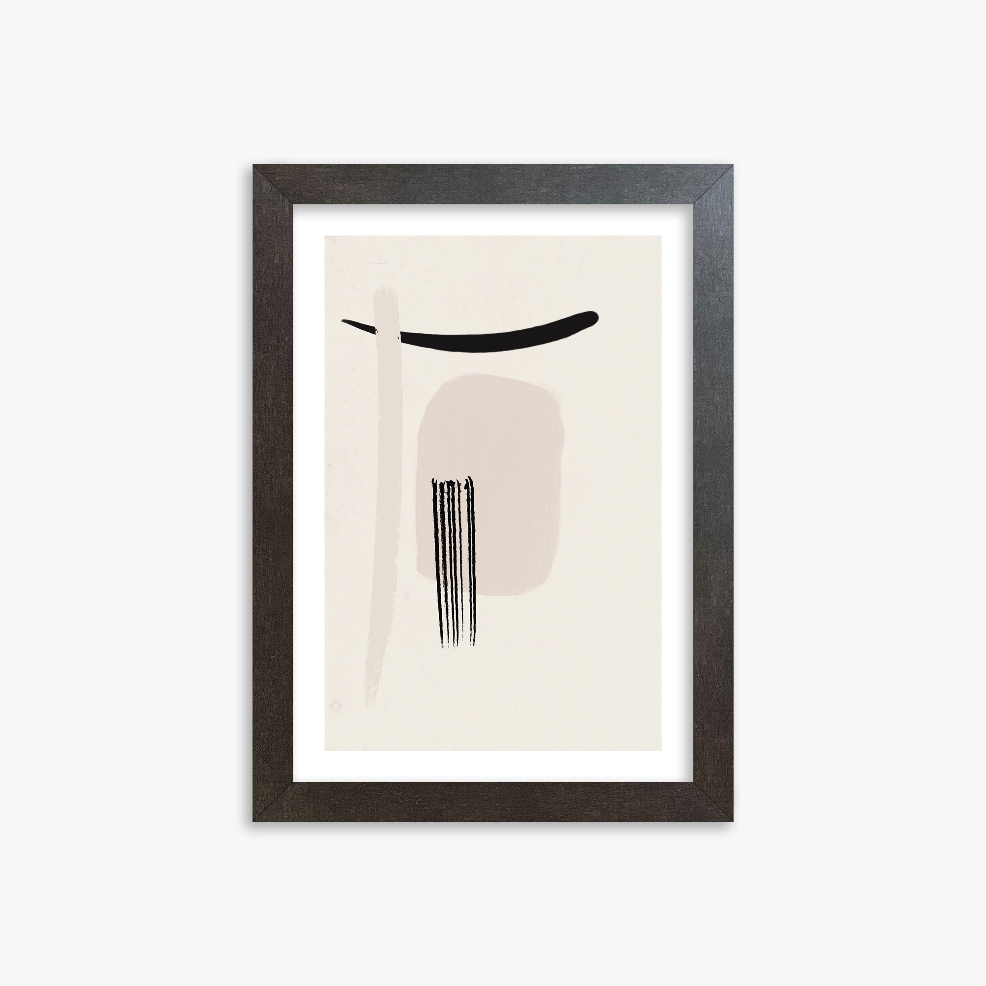 Zen Brushstroke Harmony, 21x30cm Framed Art Reproduction With Espresso Frame