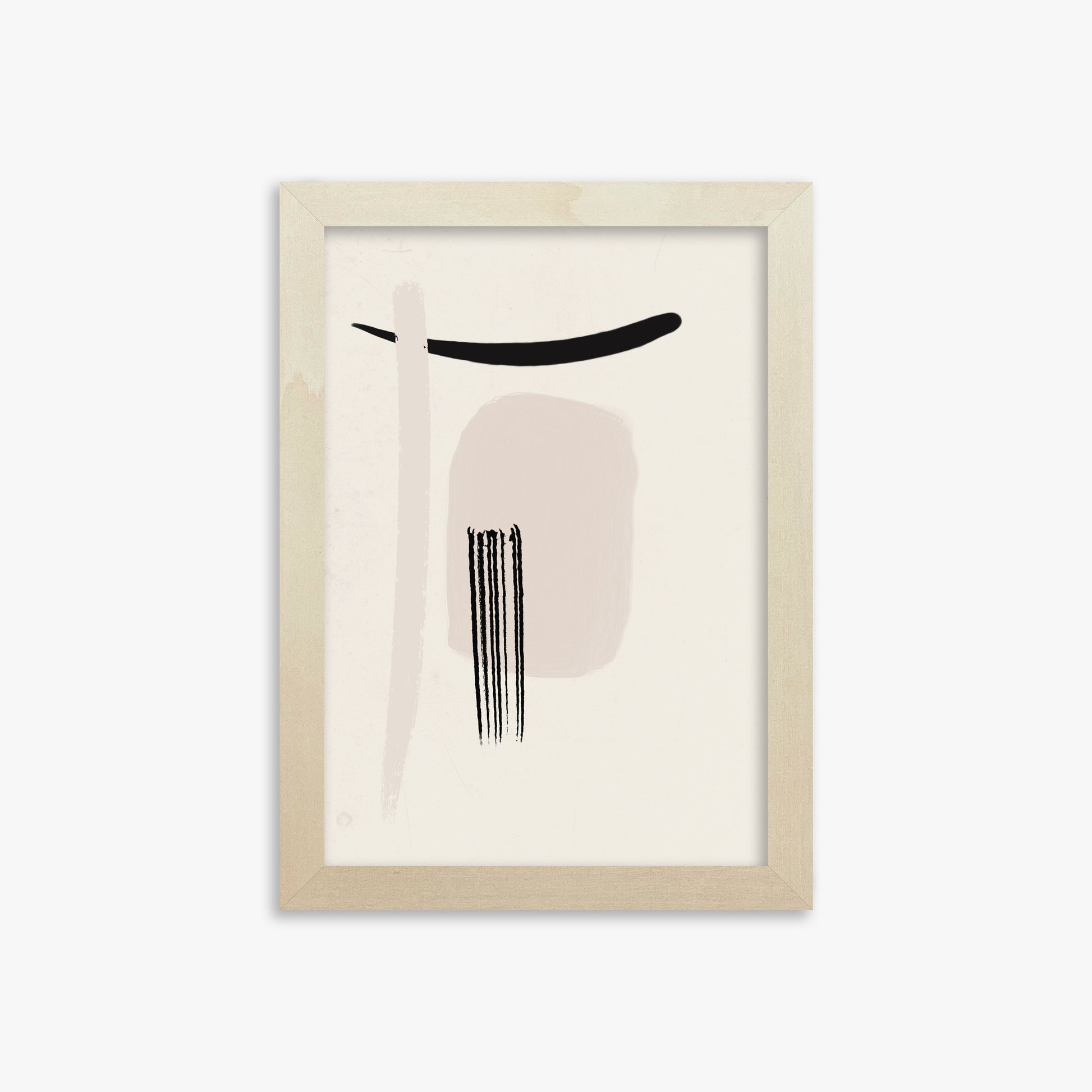 Zen Brushstroke Harmony, 21x30cm Framed Art Reproduction With Lime Wood Frame