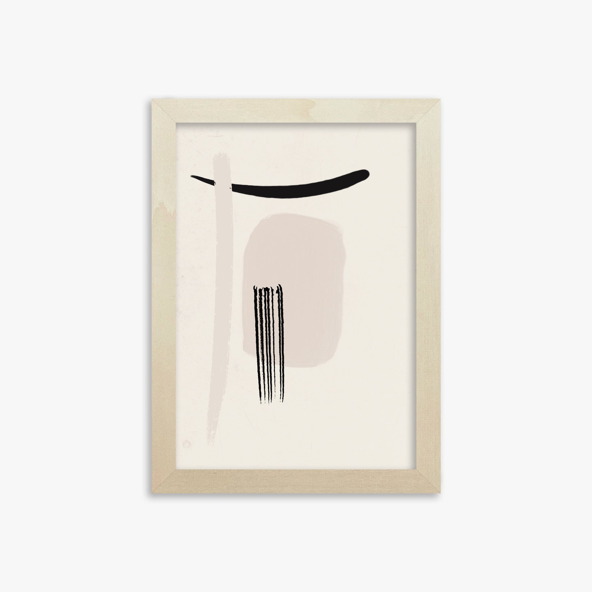 Zen Brushstroke Harmony, 21x30cm Framed Art Reproduction With Lime Wood Frame