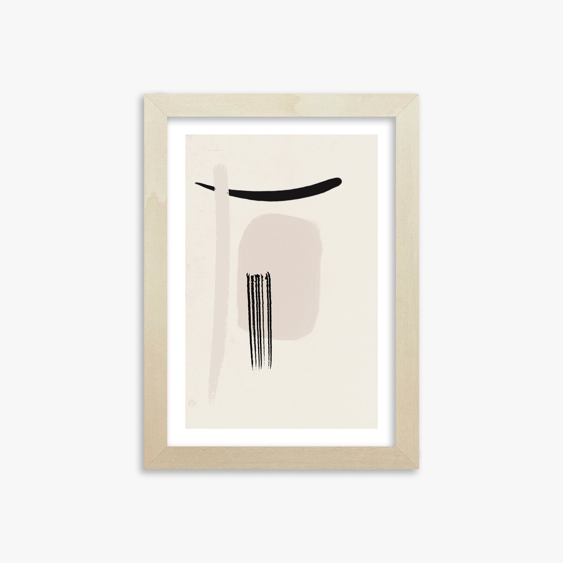 Zen Brushstroke Harmony, 21x30cm Framed Art Reproduction With Lime Wood Frame