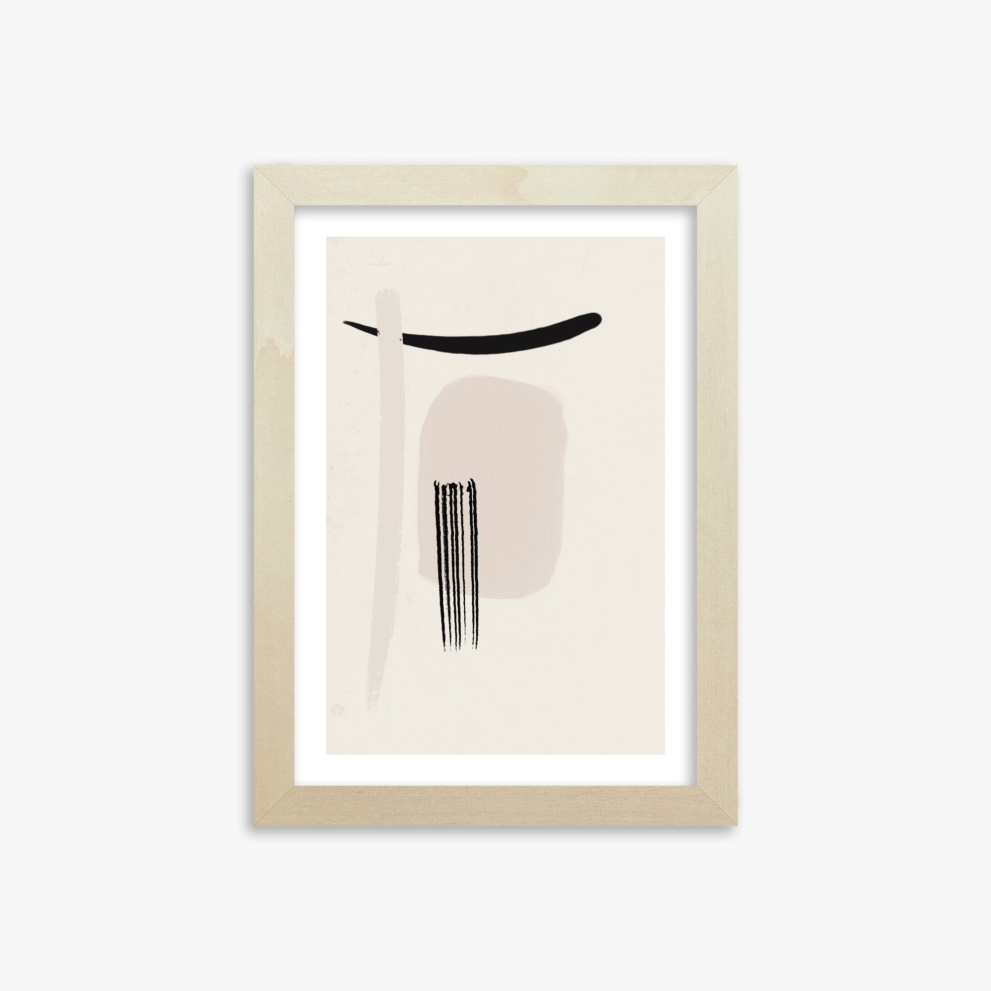 Zen Brushstroke Harmony, 21x30cm Framed Art Reproduction With Lime Wood Frame