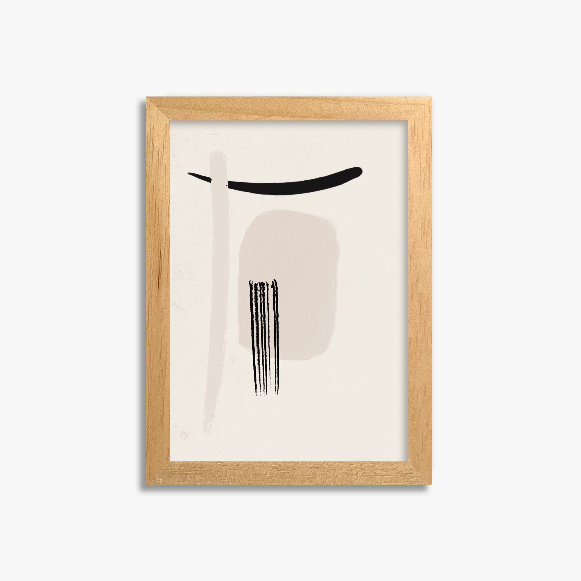 Zen Brushstroke Harmony, 21x30cm Framed Poster With Oak Frame