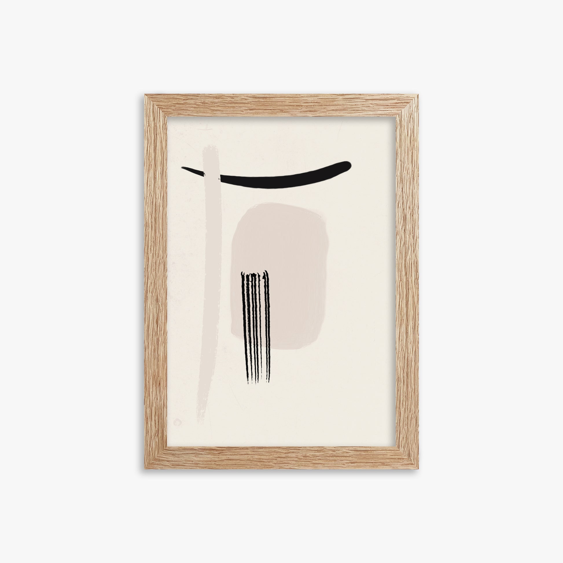 Zen Brushstroke Harmony, 21x30cm Framed Art Reproduction With Raw Oak Frame