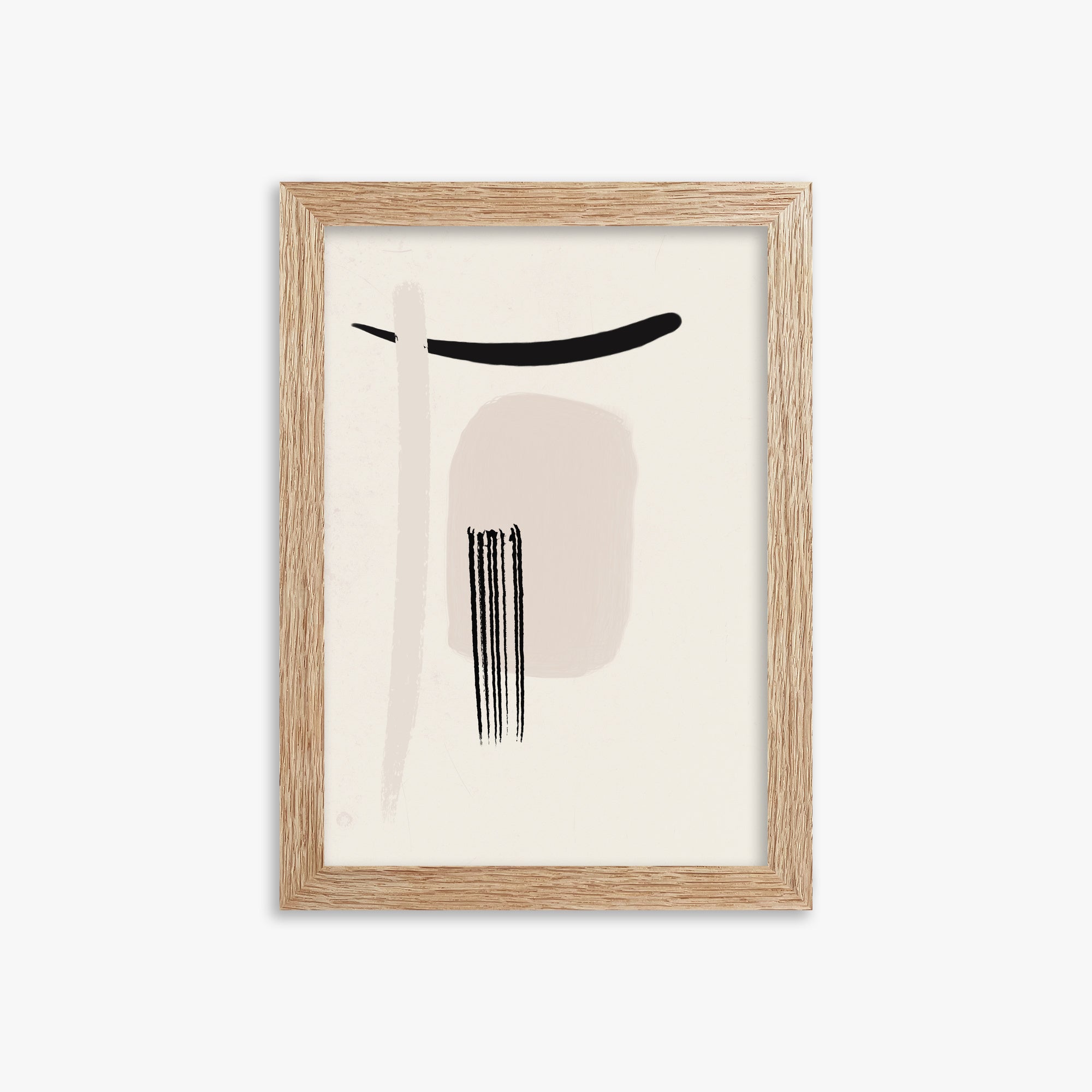 Zen Brushstroke Harmony, 21x30cm Framed Art Reproduction With Raw Oak Frame