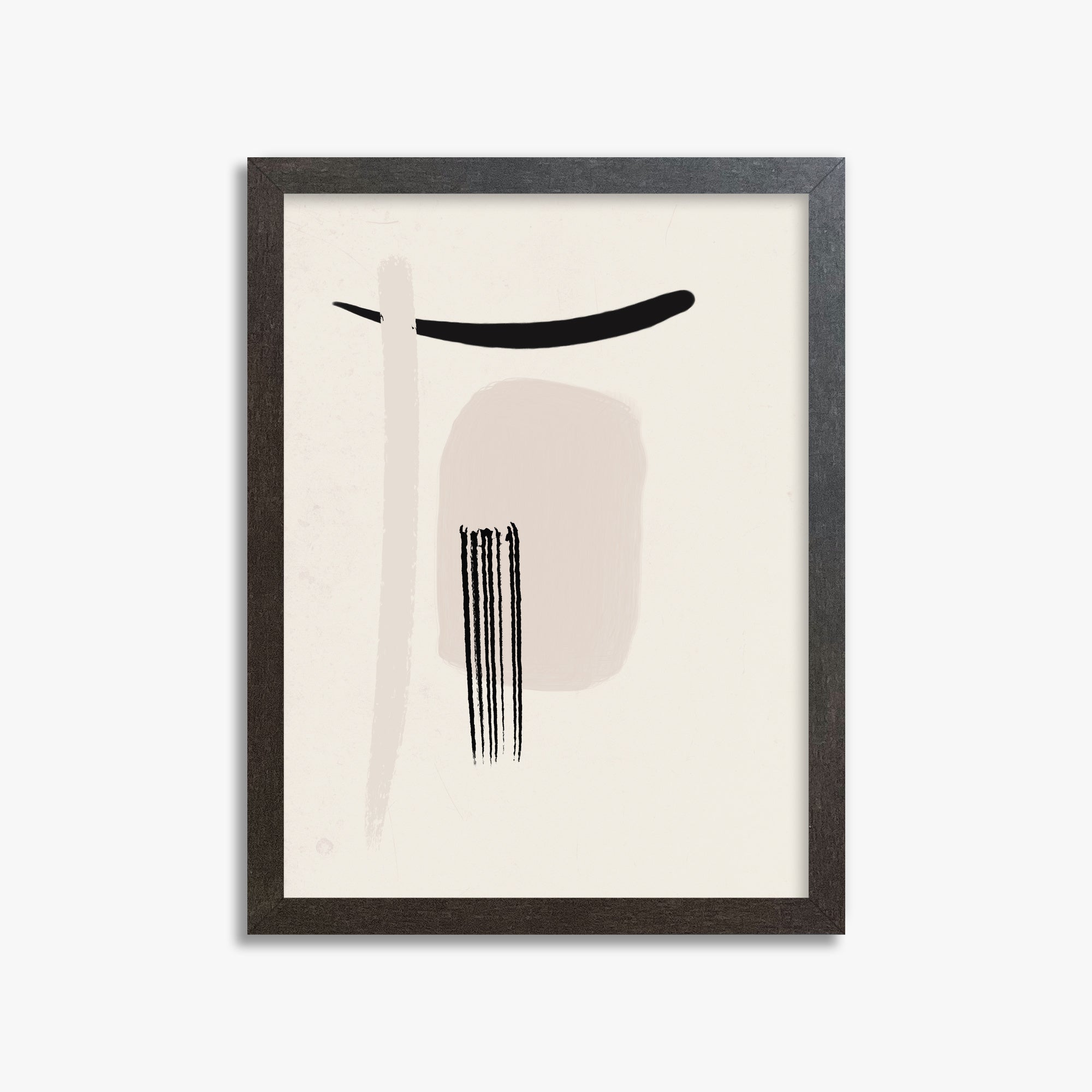 Zen Brushstroke Harmony, 30x40cm Framed Art Reproduction With Espresso Frame