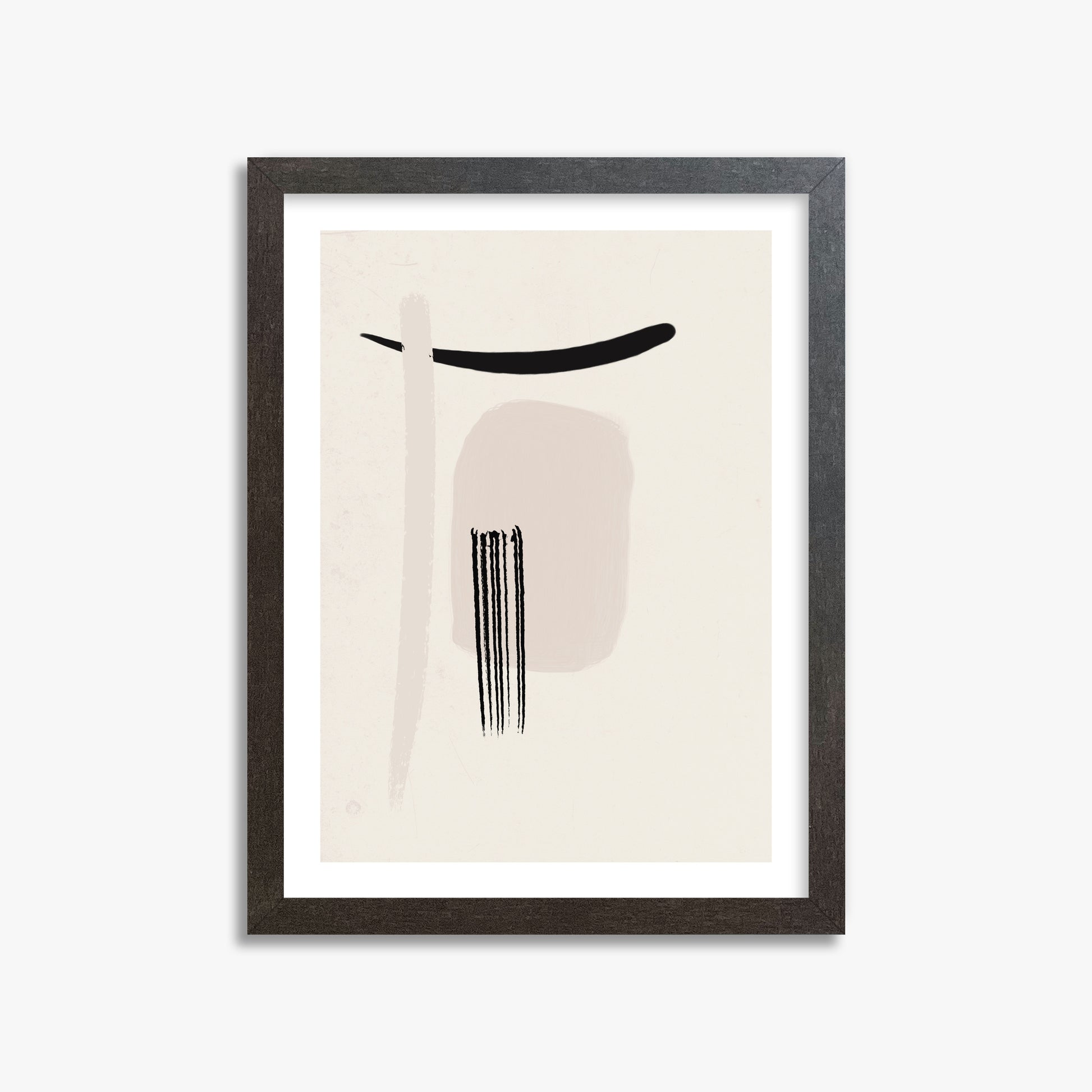 Zen Brushstroke Harmony, 30x40cm Framed Art Reproduction With Espresso Frame