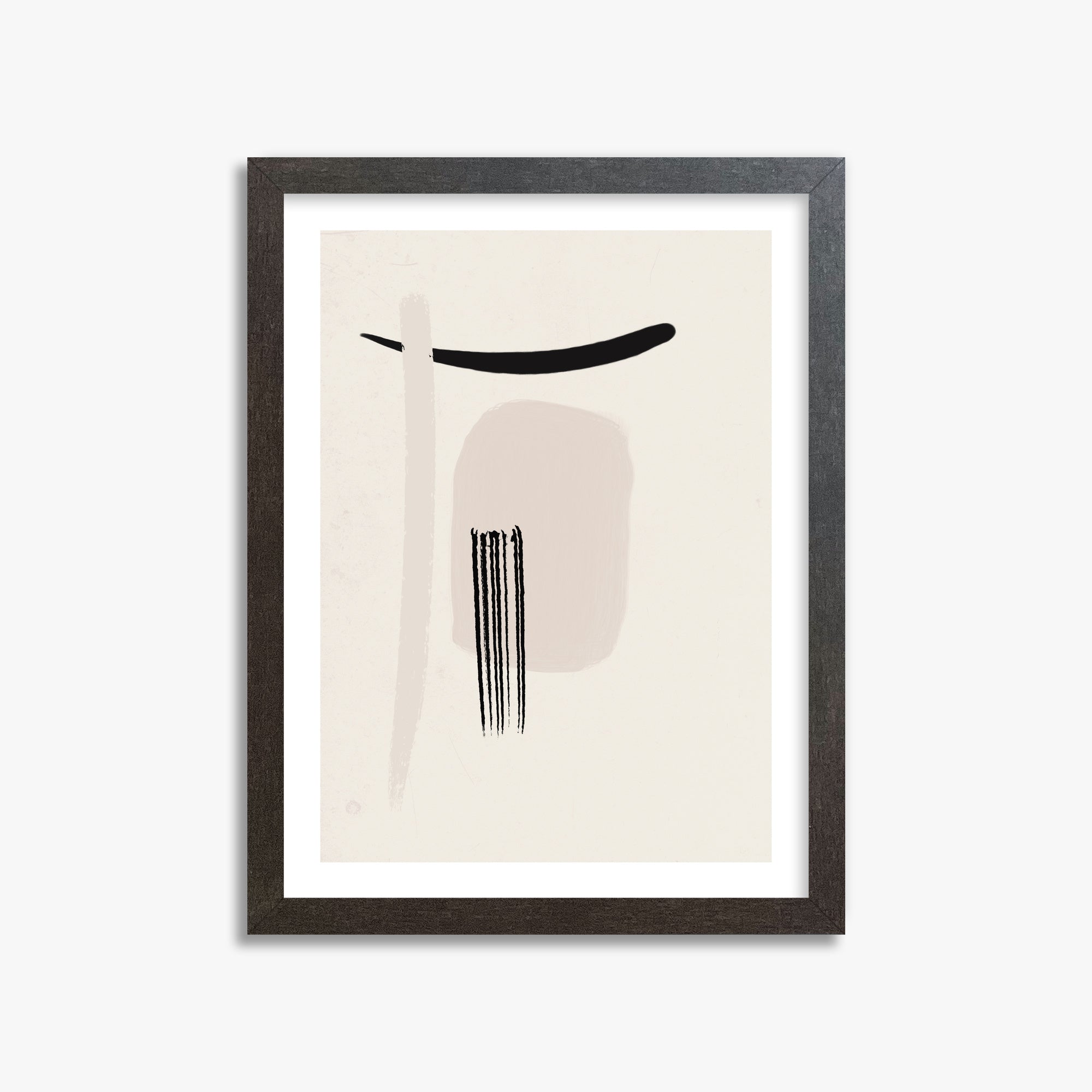Zen Brushstroke Harmony, 30x40cm Framed Art Reproduction With Espresso Frame