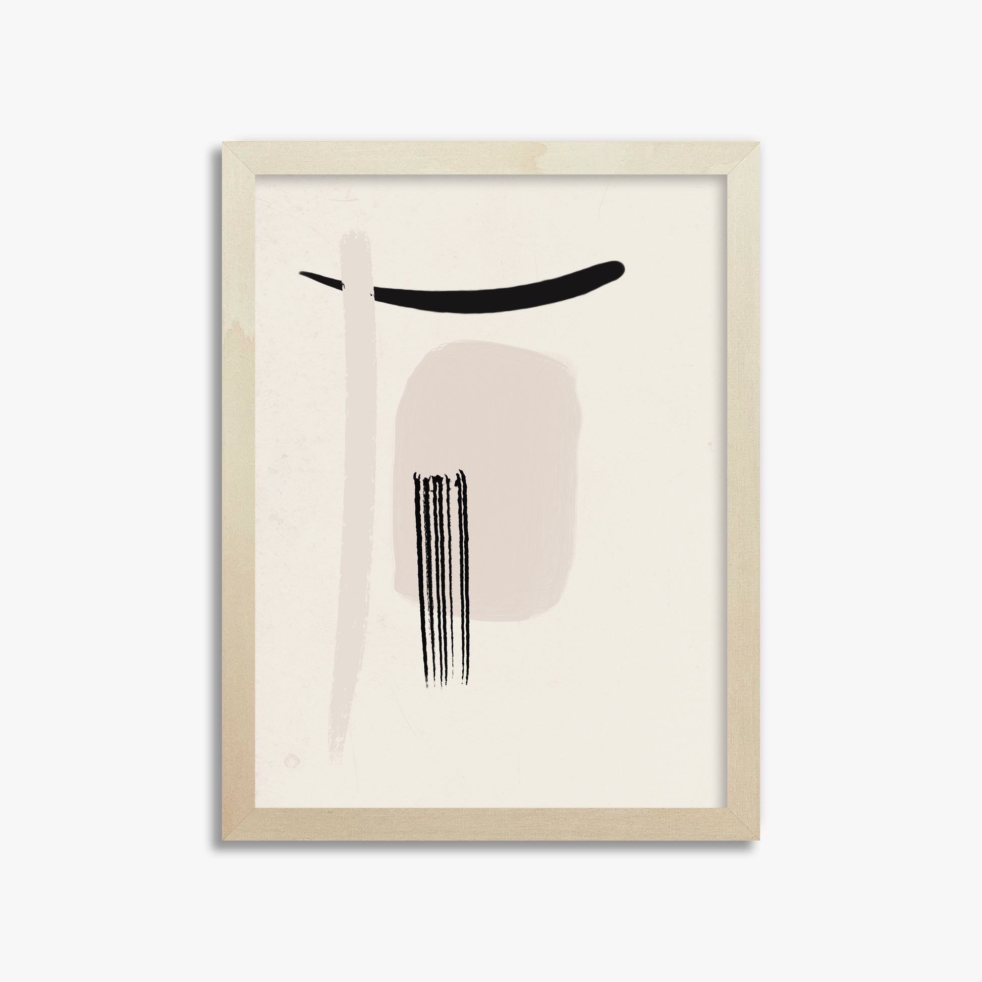 Zen Brushstroke Harmony, 30x40cm Framed Art Reproduction With Lime Wood Frame