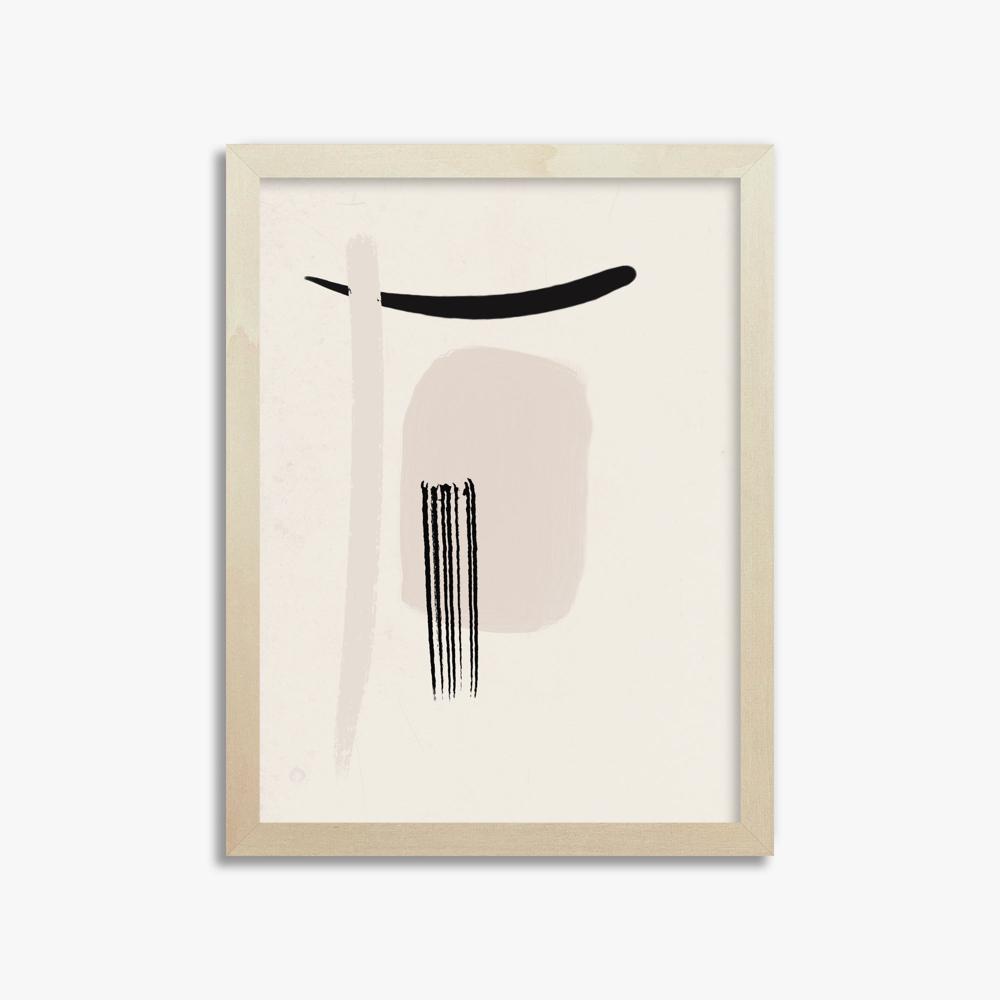 Zen Brushstroke Harmony, 30x40cm Framed Art Reproduction With Lime Wood Frame