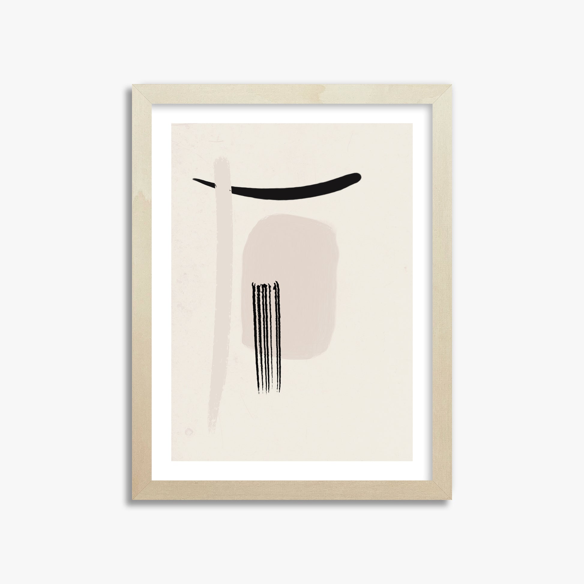 Zen Brushstroke Harmony, 30x40cm Framed Art Reproduction With Lime Wood Frame