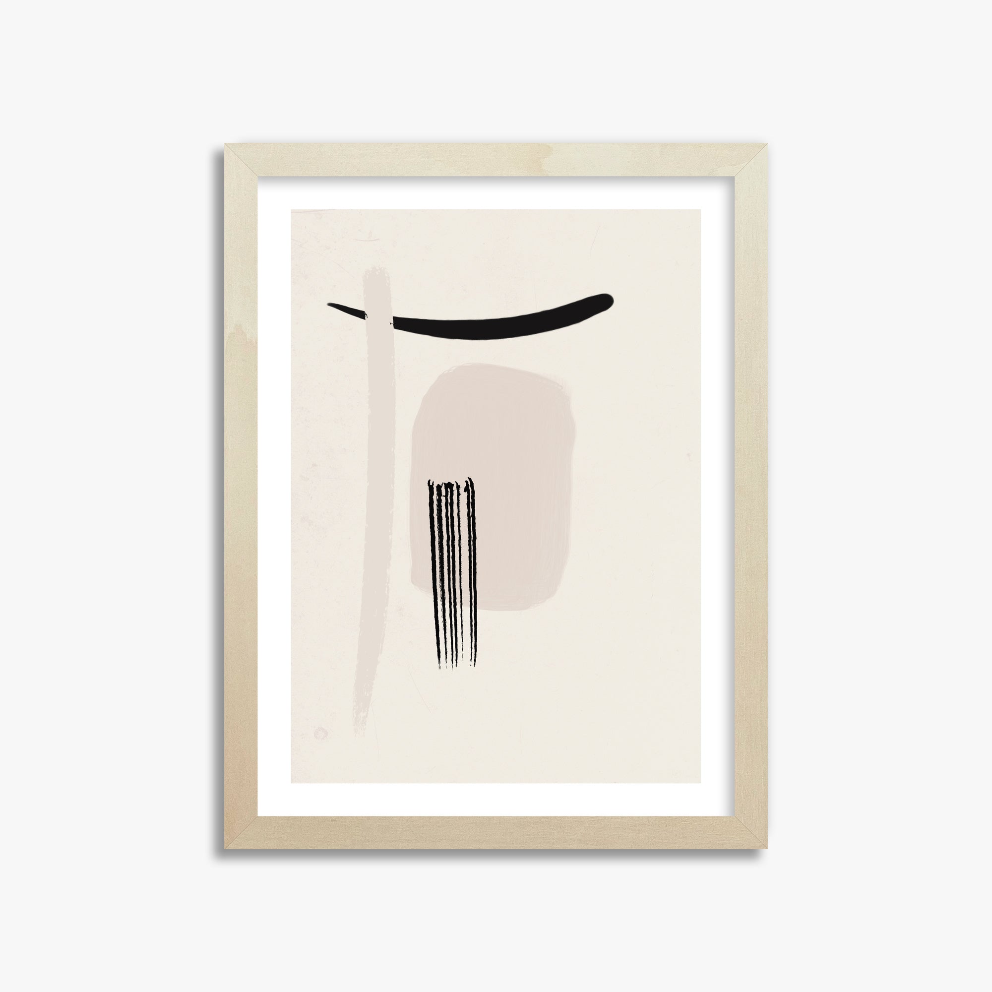 Zen Brushstroke Harmony, 30x40cm Framed Art Reproduction With Lime Wood Frame