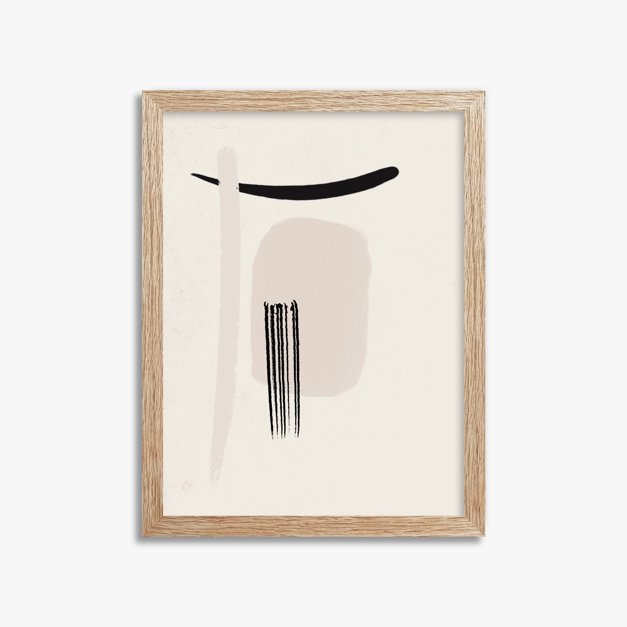 Zen Brushstroke Harmony, 30x40cm Framed Art Reproduction With Raw Oak Frame