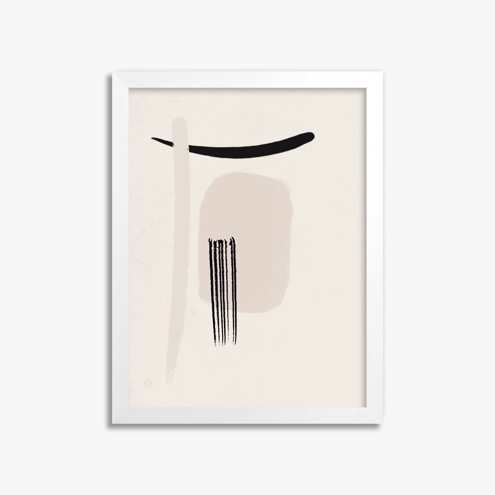 Zen Brushstroke Harmony, 30x40cm Framed Poster With White Frame