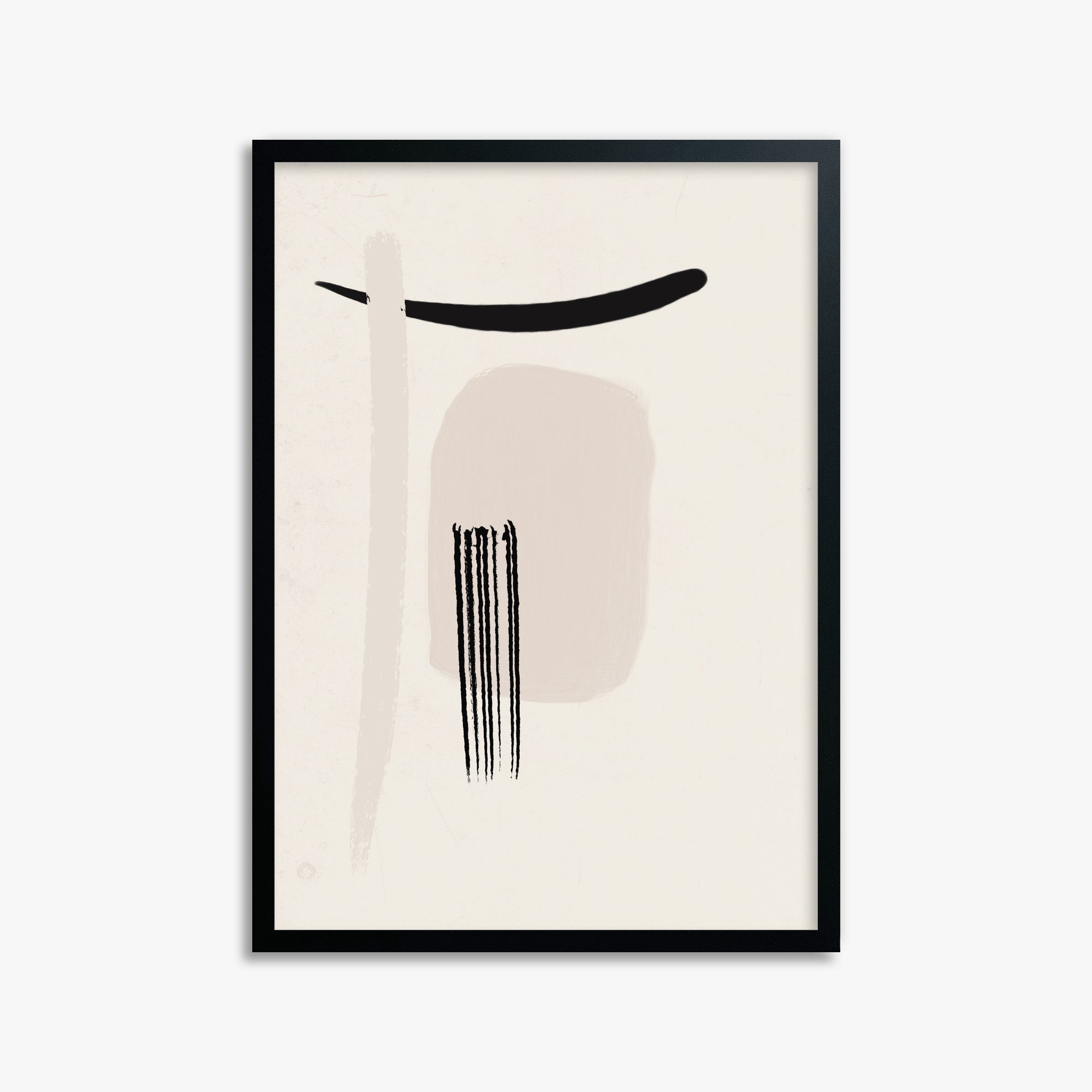 Zen Brushstroke Harmony, 50x70cm Framed Poster With Black Frame