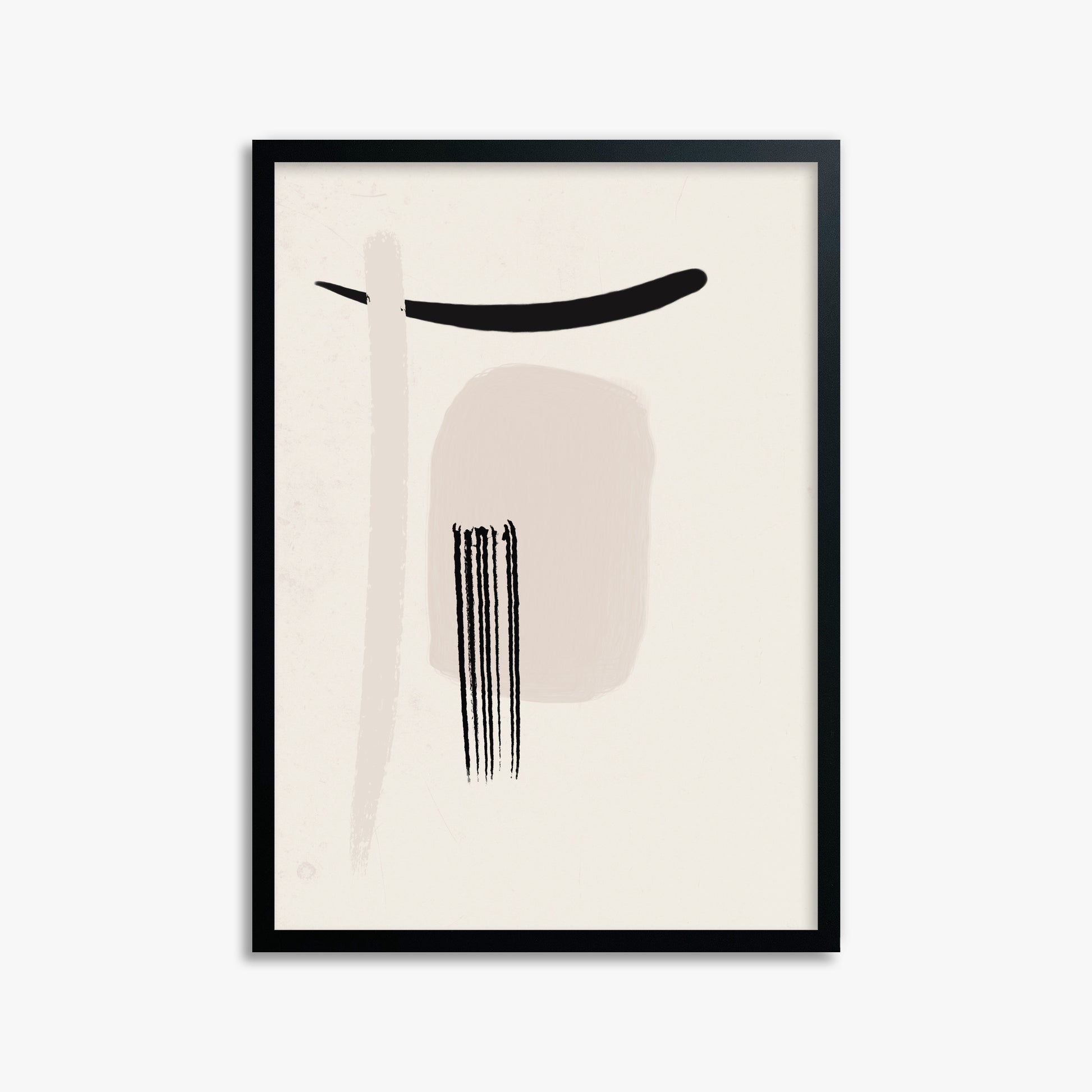 Zen Brushstroke Harmony, 50x70cm Framed Poster With Black Frame