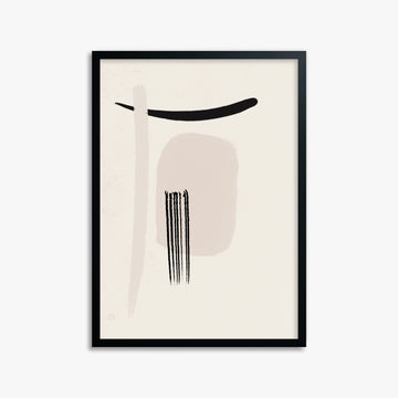 Zen Brushstroke Harmony, 50x70cm Framed Poster With Black Frame