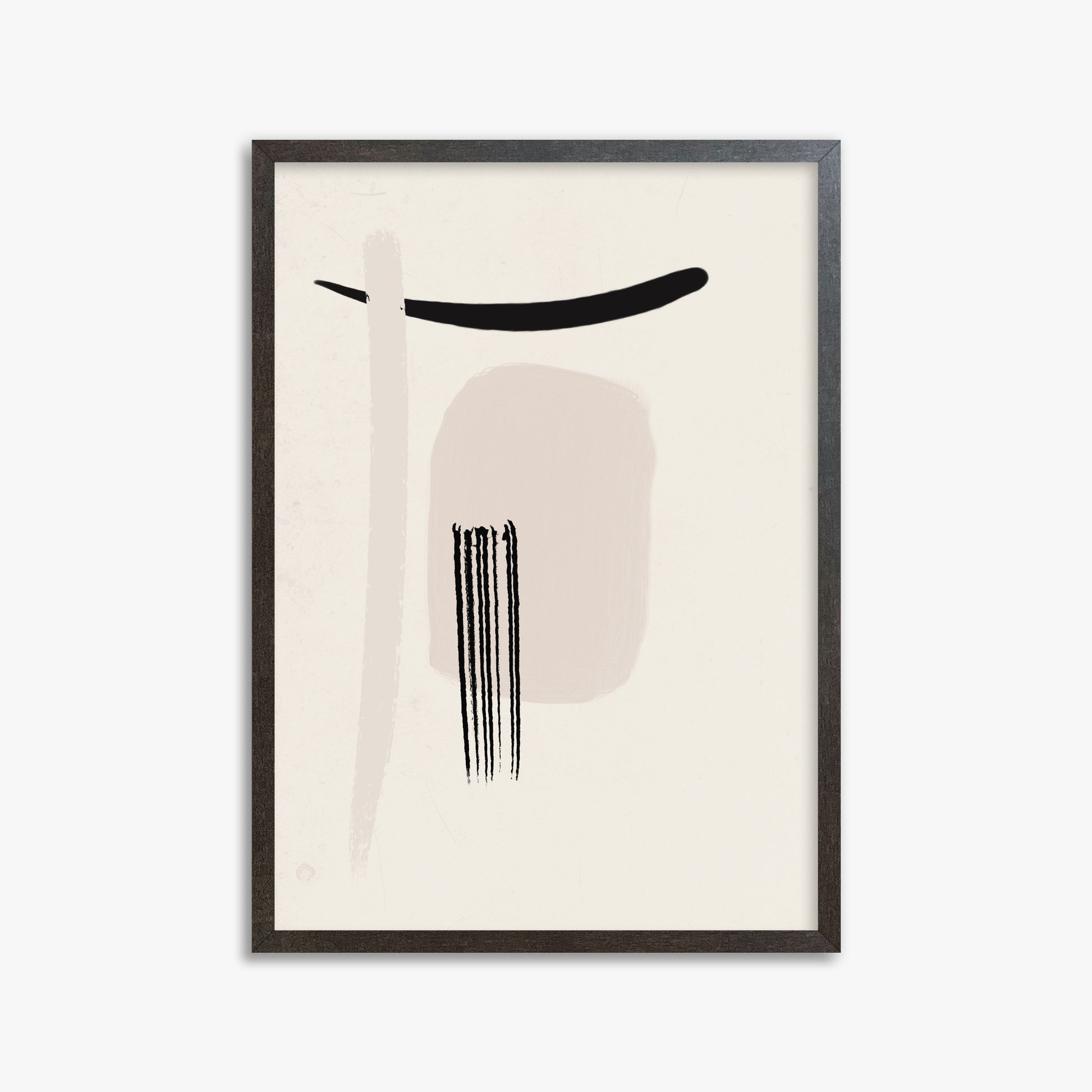 Zen Brushstroke Harmony, 50x70cm Framed Art Reproduction With Espresso Frame